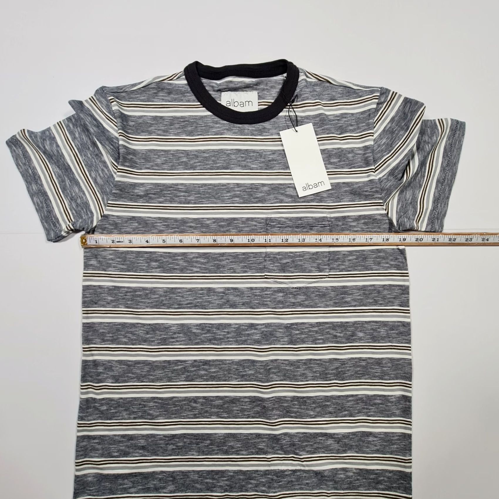 Albam albam Mens T Shirt Blue XS Striped Short Sleeve Top Cotton Tee Size US XS / EU 42 / 0 - 3 Thumbnail