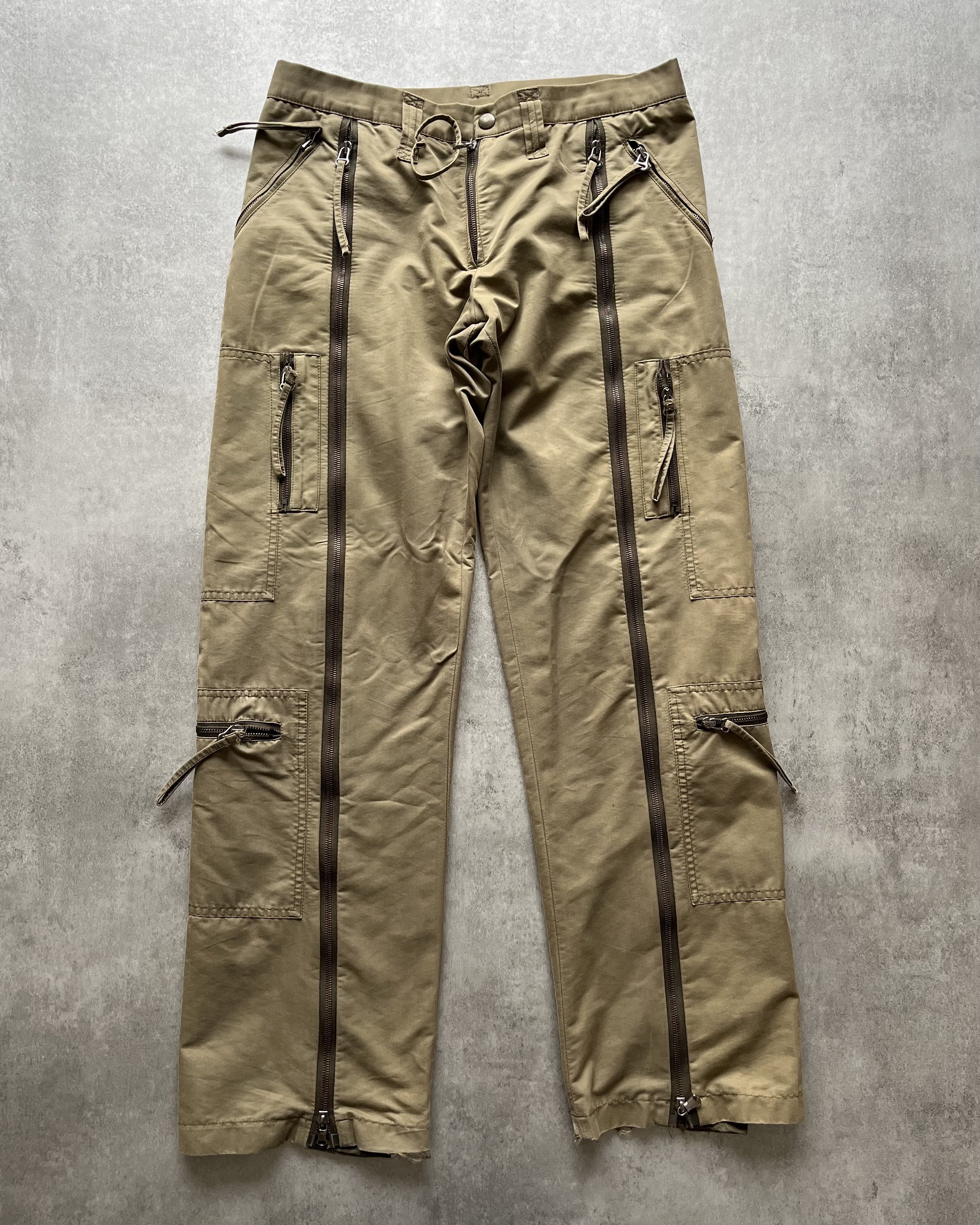 image of Archival Clothing x Daniele Alessandrini Aw2005 Daniele Alessandrini Full Zip Olive Cargo Pants (Si