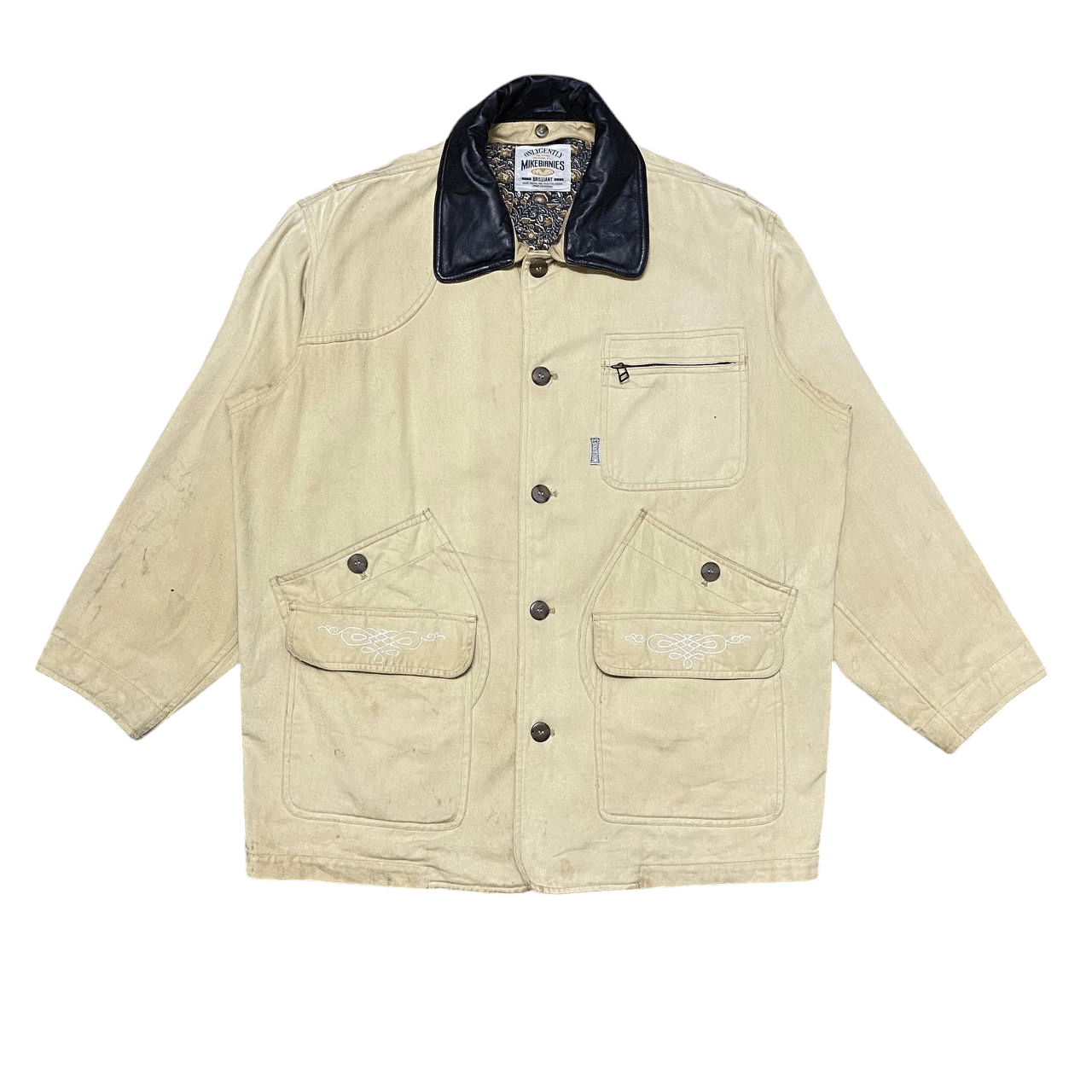 Vintage Mike Birnies Hunting Jacket Leather Collar