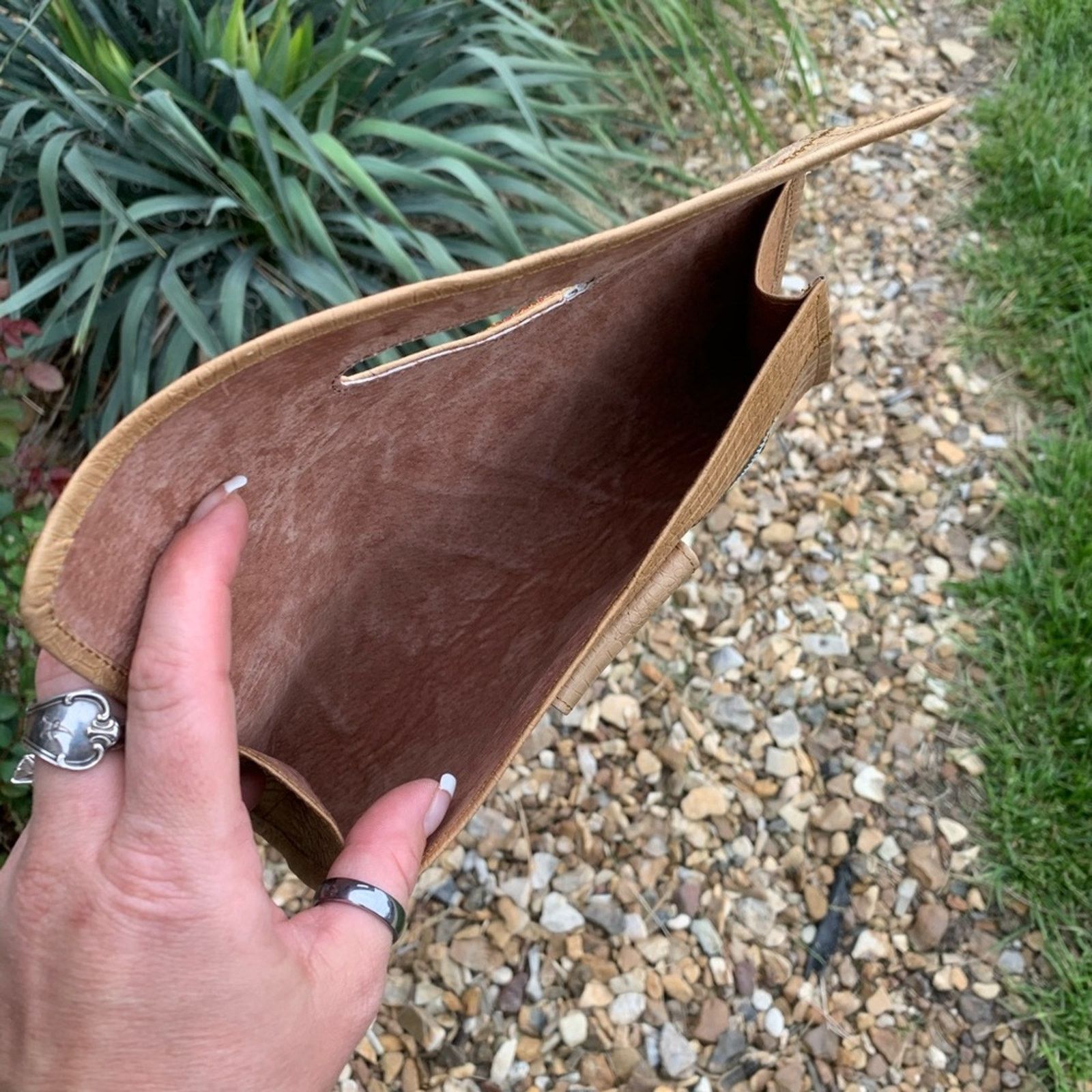 Vintage leather diamond patchwork clutch wallet Clutches