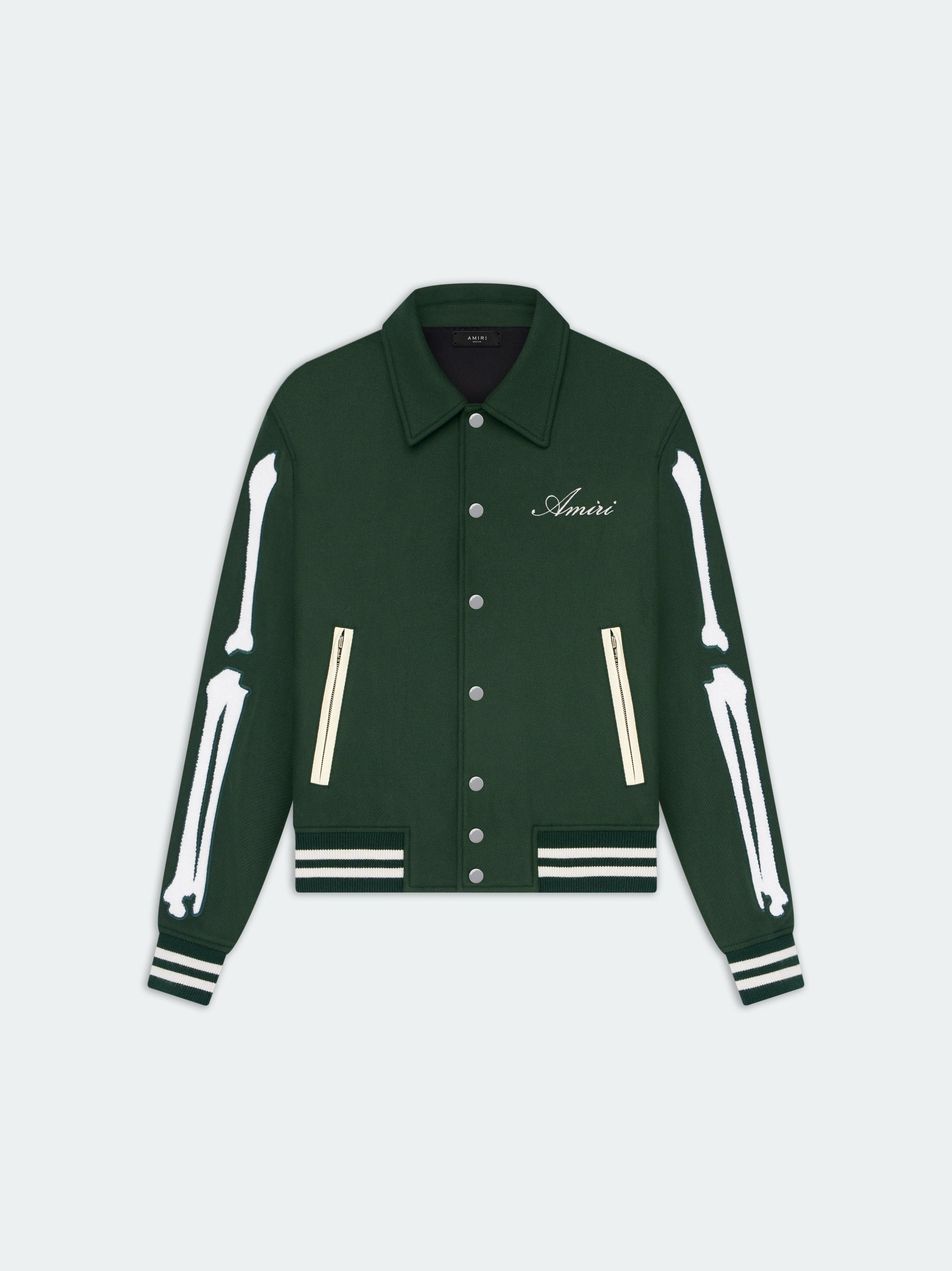 oc11z0325 Bone Bomber Jacket in Green/White
