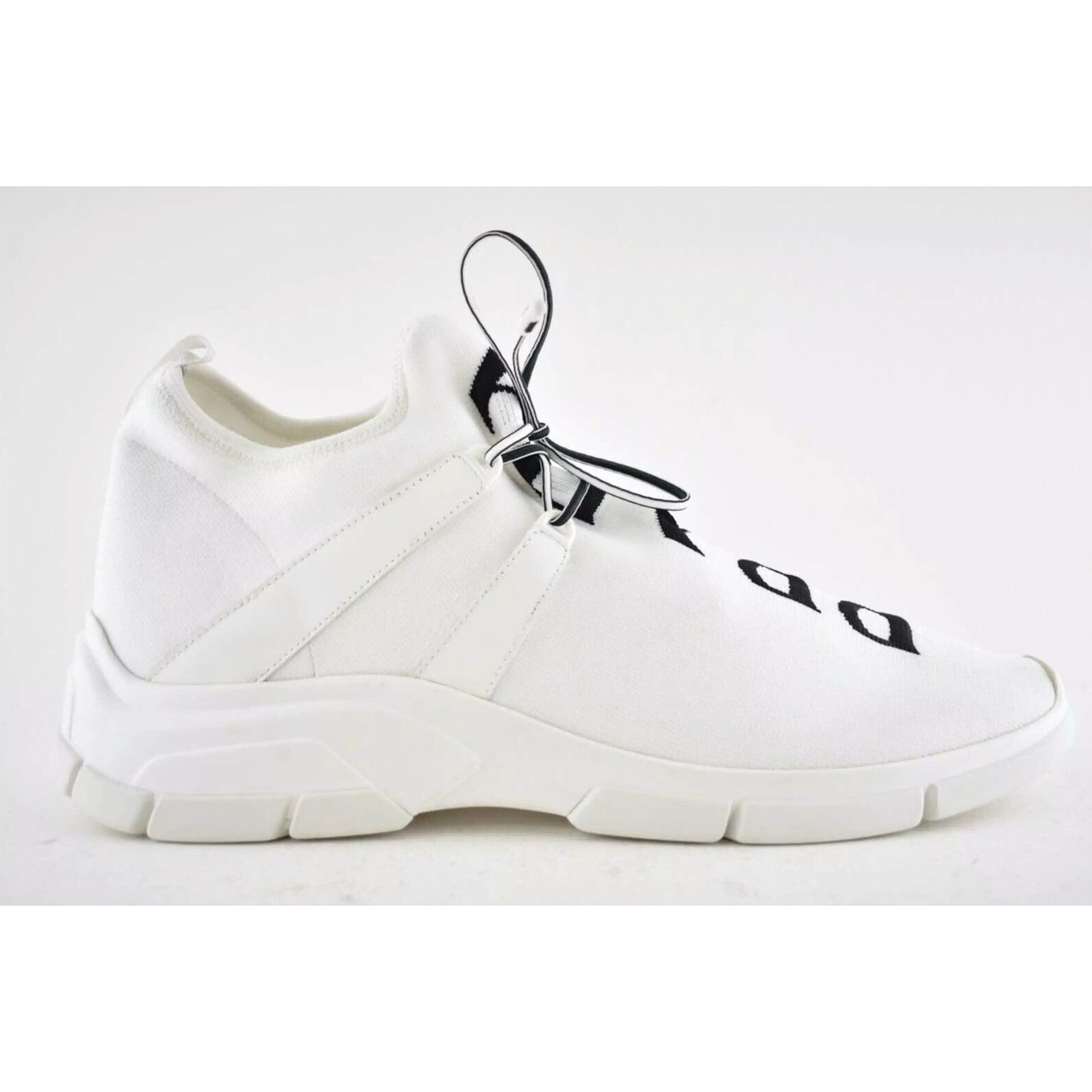 Prada Prada Mens XY Logo Sock White Black Knit Flat Trainer Size US 13 / EU 46 - 2 Thumbnail