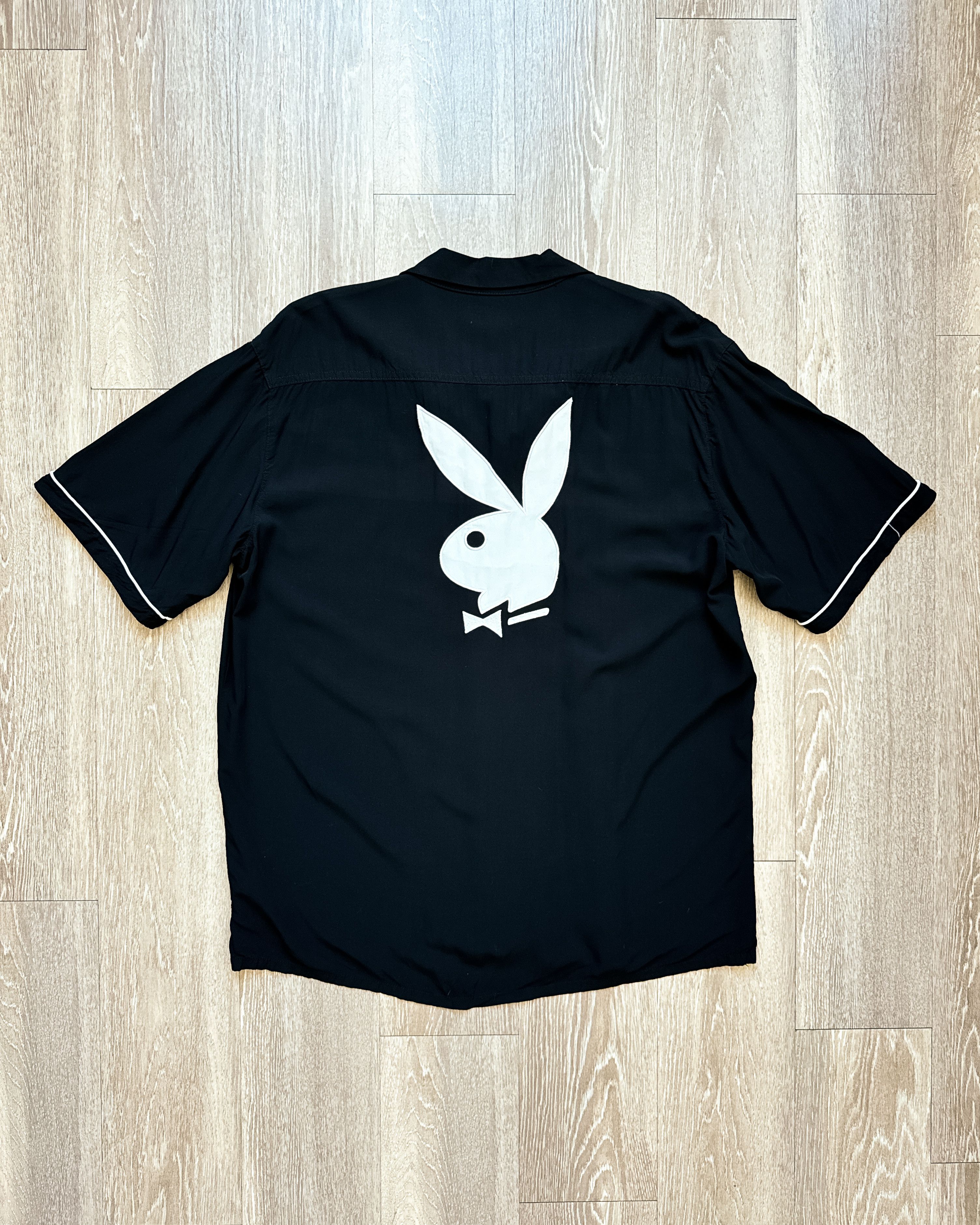 Playboy Playboy Club Chainstitch Camp Collar Shirt Black Men's XL Size US XL / EU 56 / 4 - 1 Thumbnail