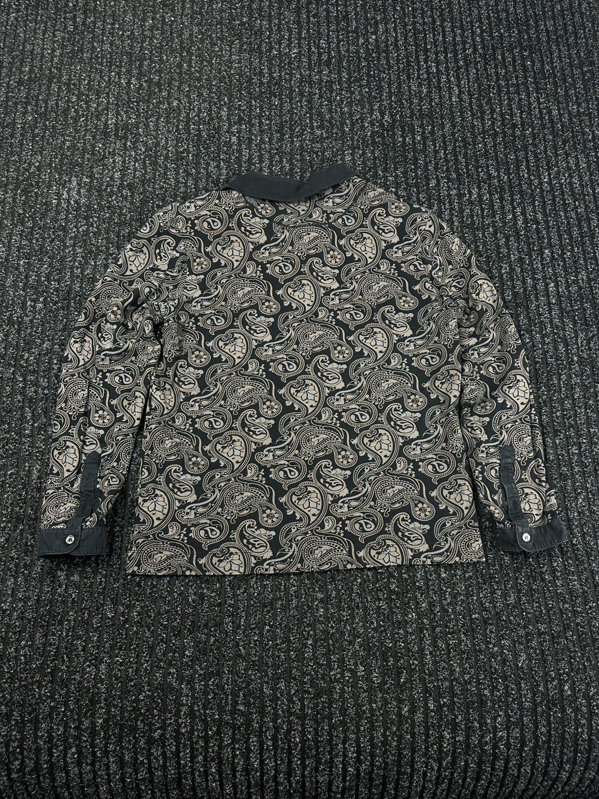 Pretty Green Pretty Green Paisley Long Sleeve Polo Shirt Black Beige Size US M / EU 48-50 / 2 - 2 Thumbnail