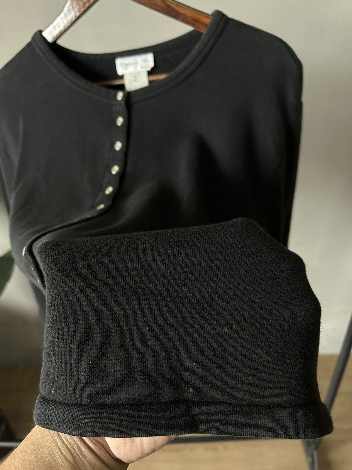 agnes b. Agnes.b Black Button Long Sleeve Size S / US 4 / IT 40 - 6 Thumbnail