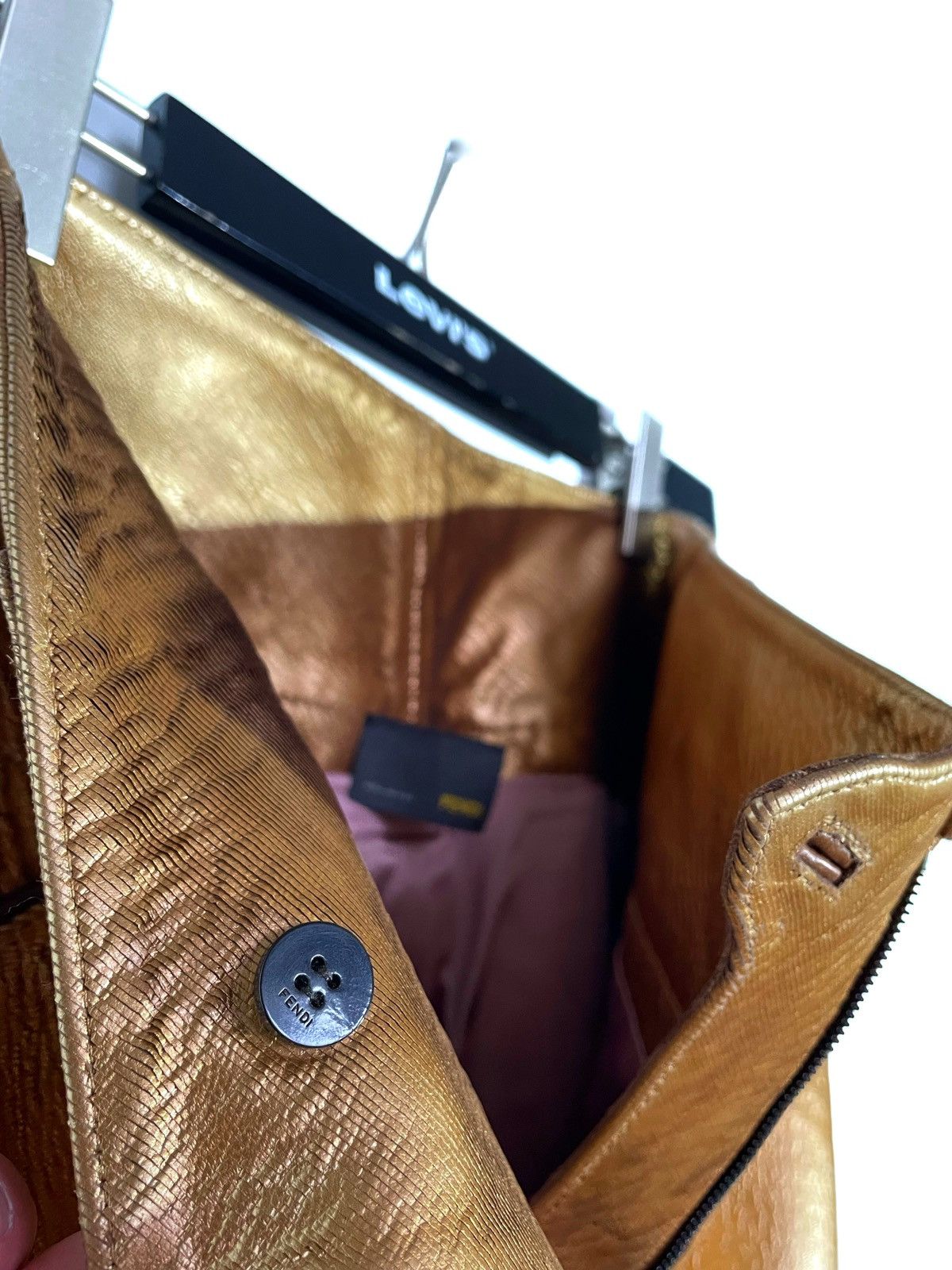 Fendi Fendi Gold Leather Skirt Size 40 Made in Italy Luxury Style Size 27" / US 4 / IT 40 - 12 Thumbnail