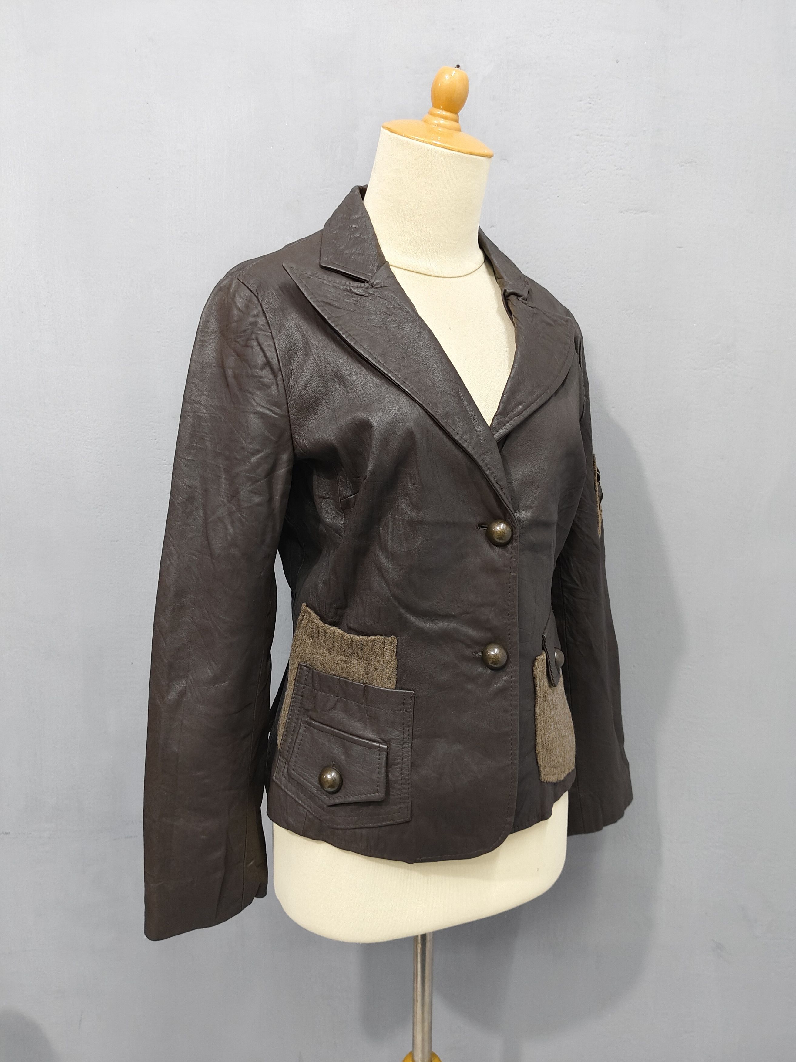 Seditionaries 90s Manila Grace- Coin Patch Wool Vera Pelle Leather Jacket Size M / US 6-8 / IT 42-44 - 2 Thumbnail