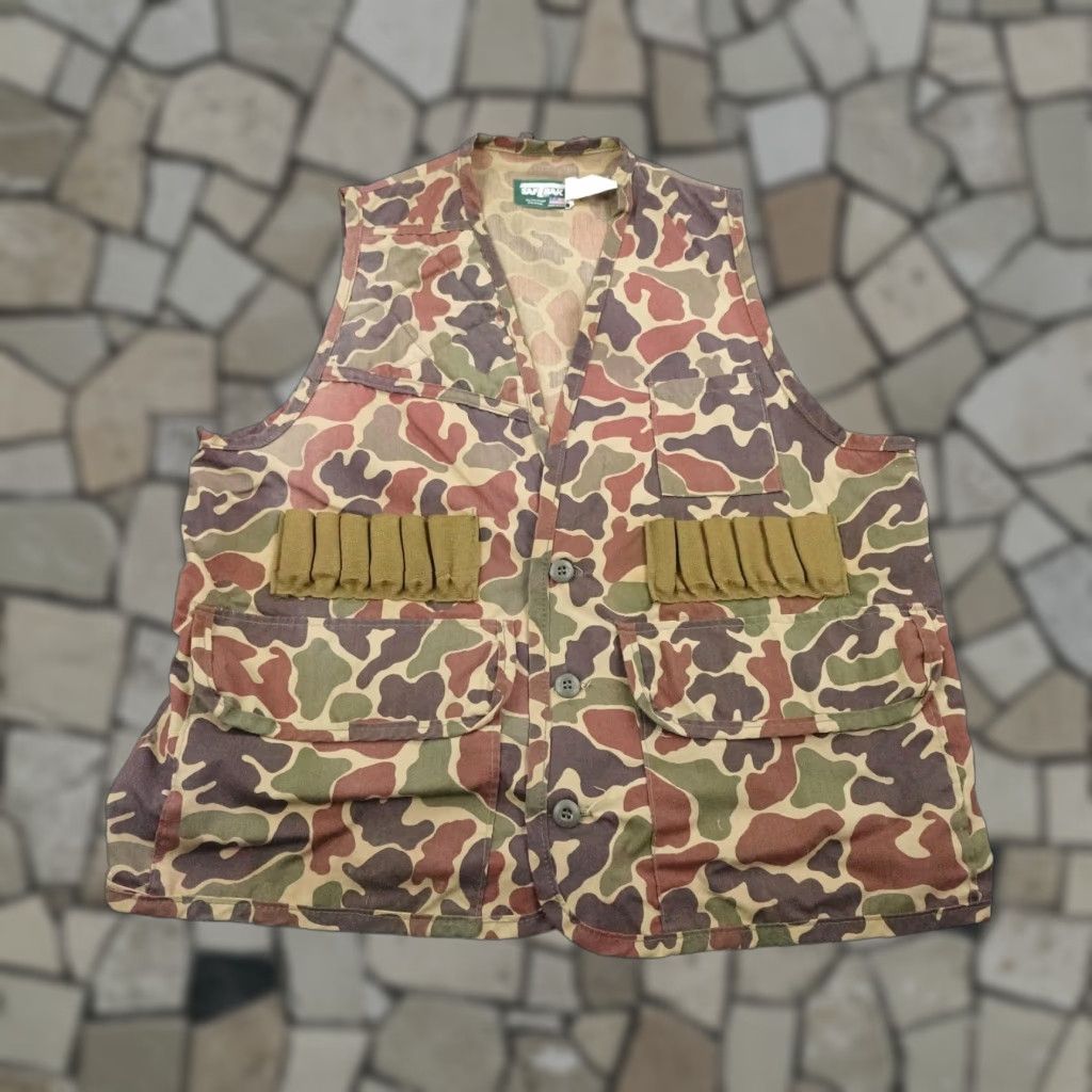 SafTbak VINTAGE Saf-T-Bak Vest Mens Large Duck Camo Hunting Game Pouch Shooting USA 70s Size US L / EU 52-54 / 3 - 1 Thumbnail