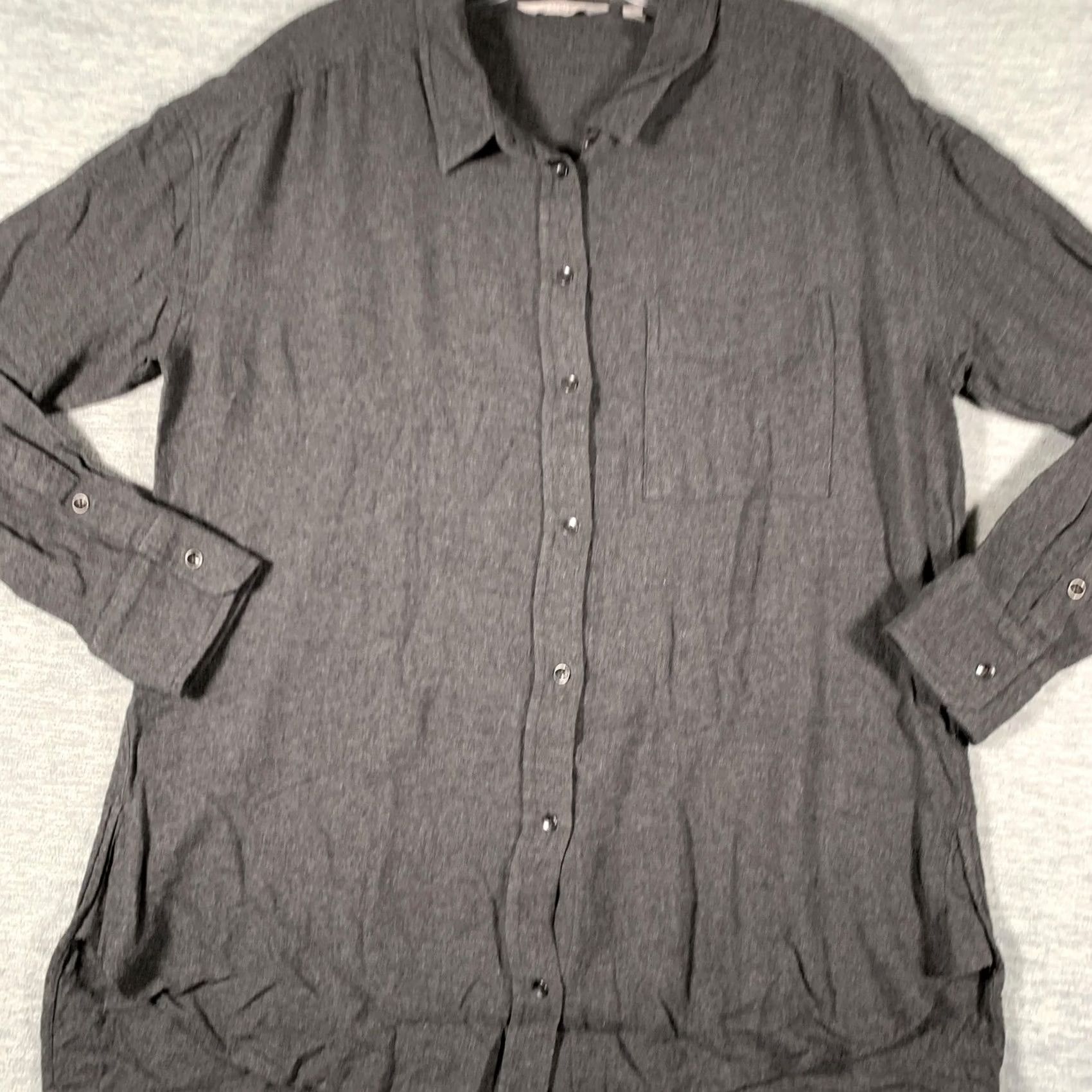 Athleta Athleta Shirt Womens Medium Gray Tunic Top Long Sleeve Jersey Button Front Size M / US 6-8 / IT 42-44 - 3 Thumbnail