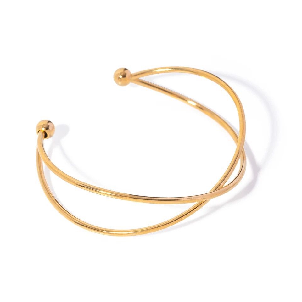 Jewelry × Vintage Simple Lines Cross Opening Open Bracelet Size ONE SIZE - 3 Thumbnail