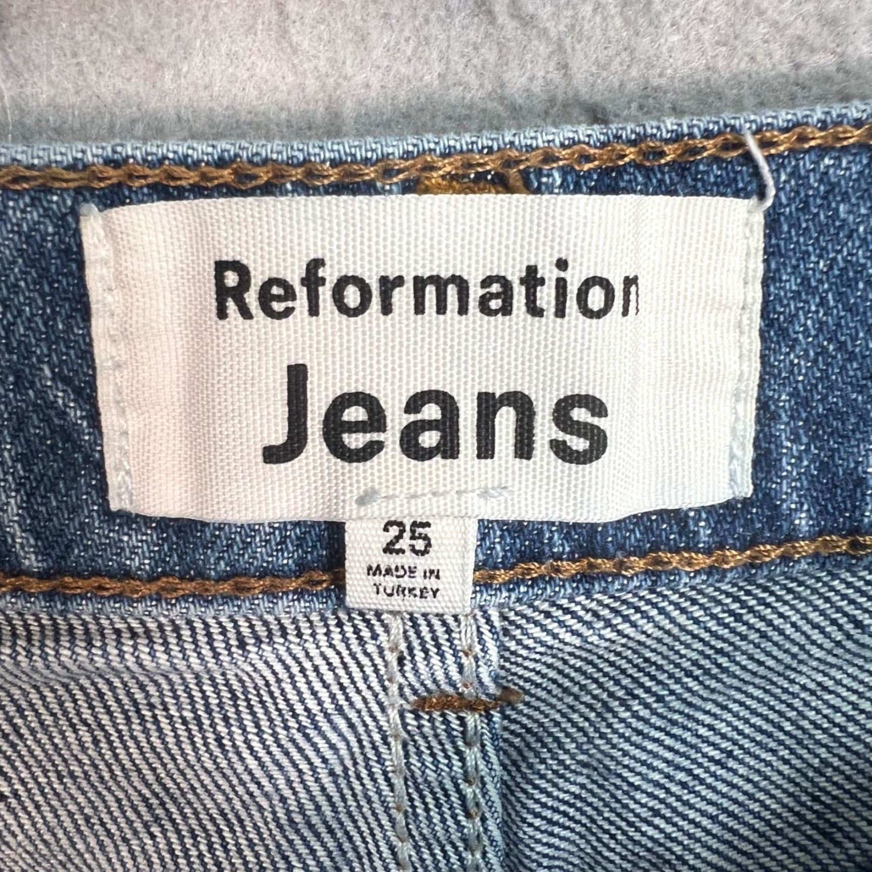 Reformation Reformation Jeans Women 25 High-Rise Straight Denim Huntington Blue 5-Pocket Womens Adult Fashion Jeans Size 42" / US 20 - 3 Thumbnail