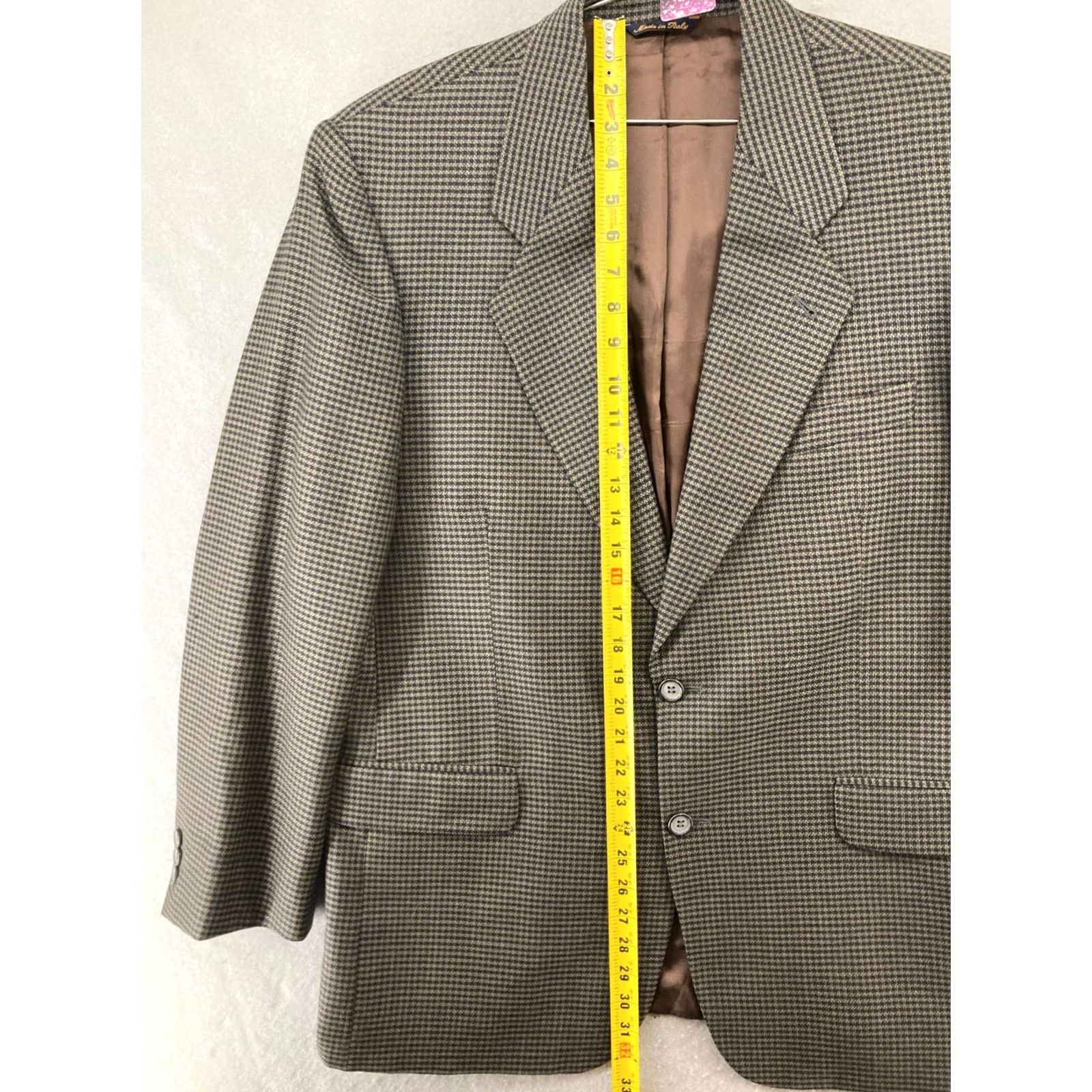 Vintage VINTAGE Roberto Villini Blazer Mens 42 Houndstooth Check 2 Piece Italian Wool Jacket Notch Lapel Two-Button Mens Black? Size 42R - 3 Thumbnail