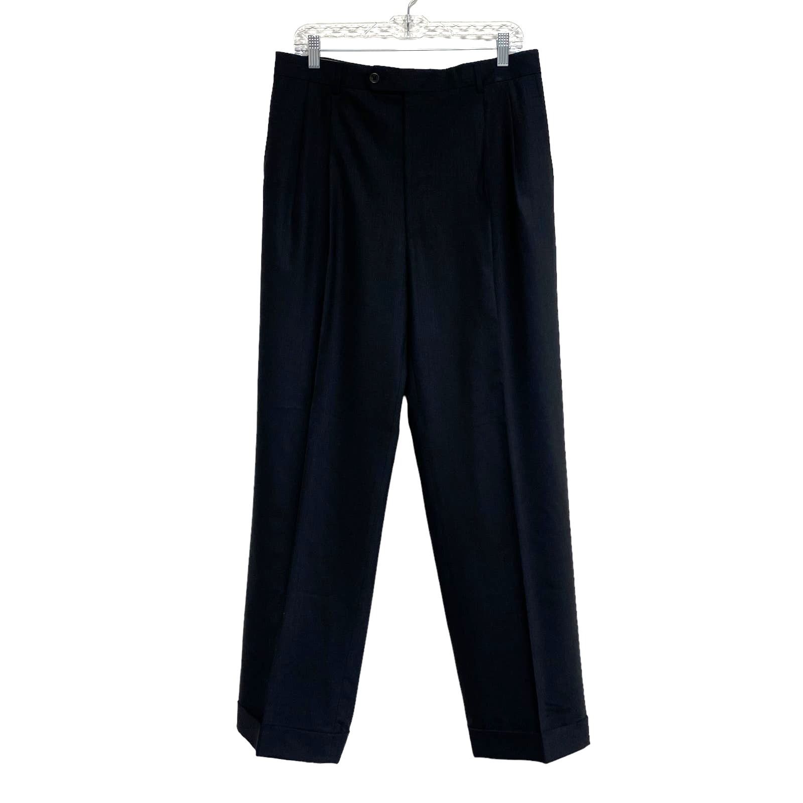 Vintage Chiavari Zignone Wool Black Pleat Front Trousers Pants Size US 35 - 1 Thumbnail