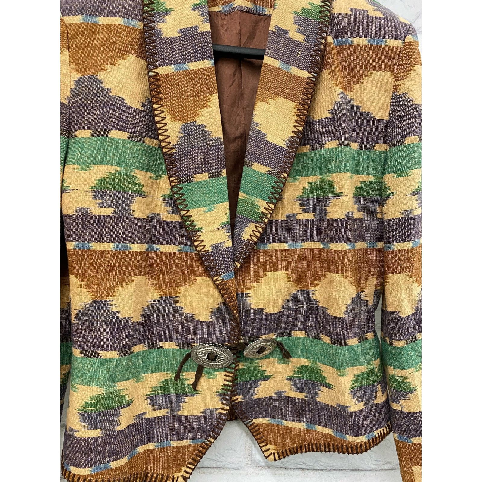 Vintage VTG 80s Western rodeo USA Cotton blazer jacket conchos 8 Size M / US 6-8 / IT 42-44 - 2 Thumbnail