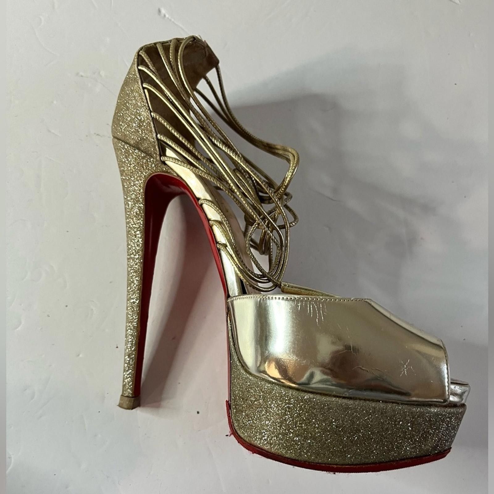 Christian Louboutin Christian Louboutin Lady Peep Glitter Platform Heels EU 36 Size US 5.5 / IT 35.5 - 6 Thumbnail