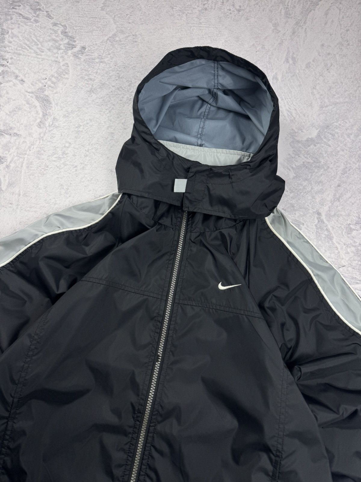 00s Nike Vintage Oversize Nylon Hooded Jacket Drill Y2K