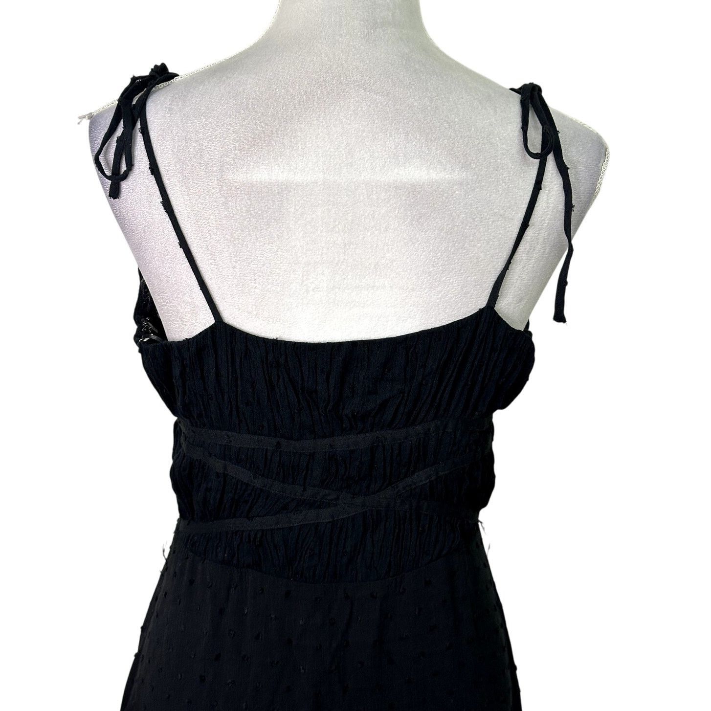 Paige Paige Midi Dress V-Neckline Tiered Swiss Dot Black Women's Size M / US 6-8 / IT 42-44 - 6 Thumbnail