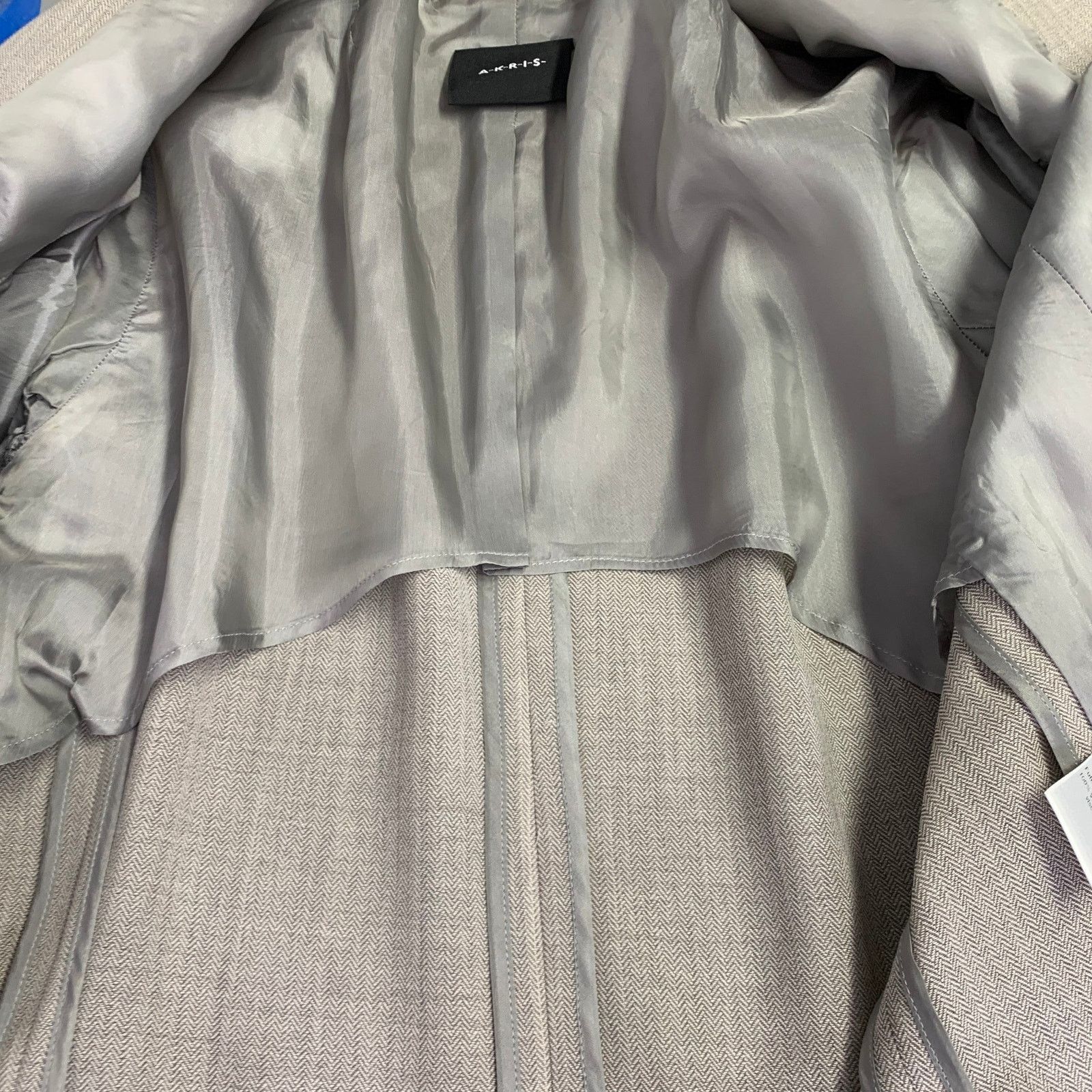 Akris AKRIS Size 8 Grey Taupe Viscose Herringbone Raw Edge Blazer Size M / US 6-8 / IT 42-44 - 5 Thumbnail
