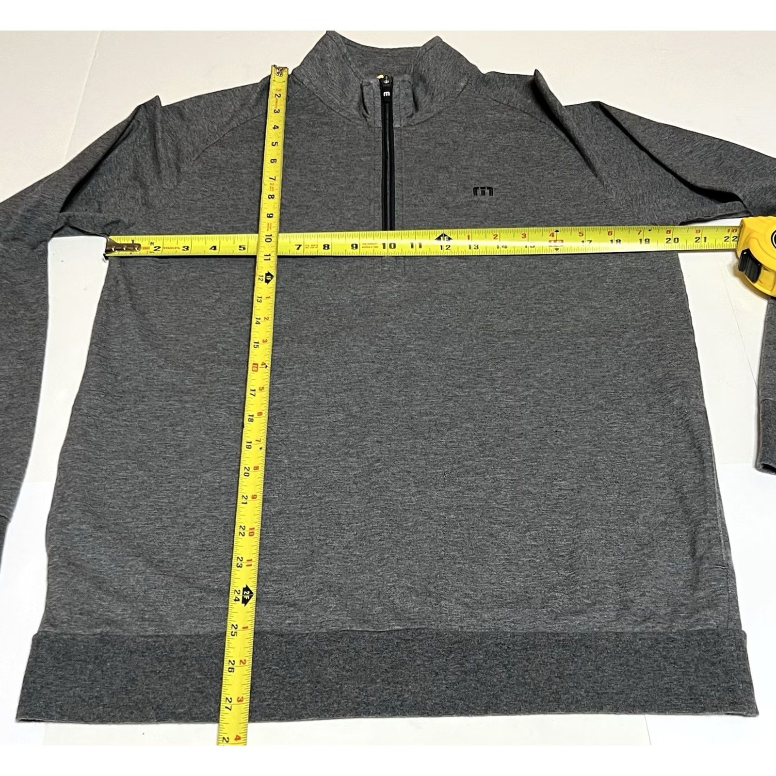 TravisMathew Travis Mathew Pullover Golf Sweater Mens Medium Gray 1/4 Zip Mock Neck Zip Logo Cotton Blend Shirt Size US M / EU 48-50 / 2 - 5 Thumbnail