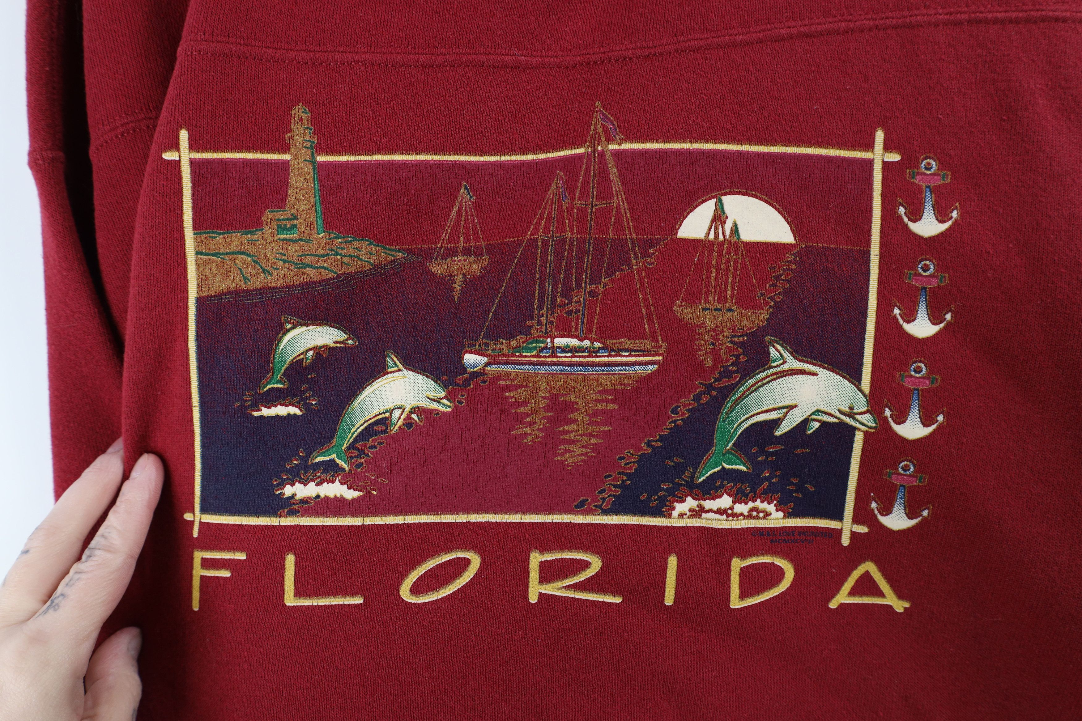 Vintage Vintage 90s Streetwear Spell Out Florida Dolphin Sweatshirt Size US XXL / EU 58 / 5 - 4 Thumbnail