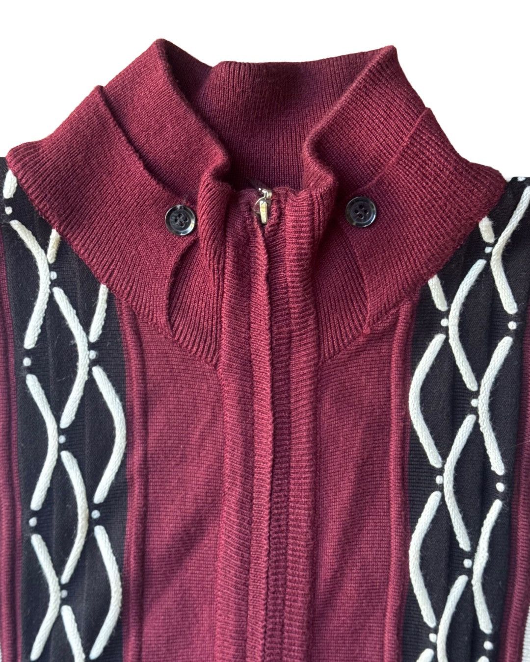Other Men's Burgundy Coogie Style Y2K Zip-Front Sweater Size US XXL / EU 58 / 5 - 3 Thumbnail