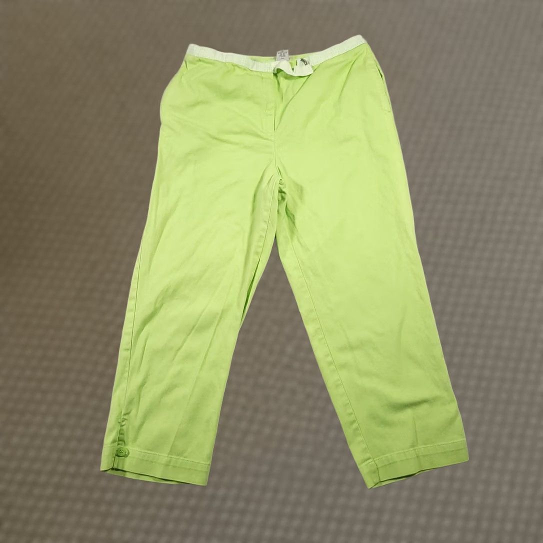 Vintage Duck Head Pants Womens 12 Green Stretch Casual Ankle Cropped Button Detail Pockets Size 34" / US 12 / IT 48 - 1 Thumbnail