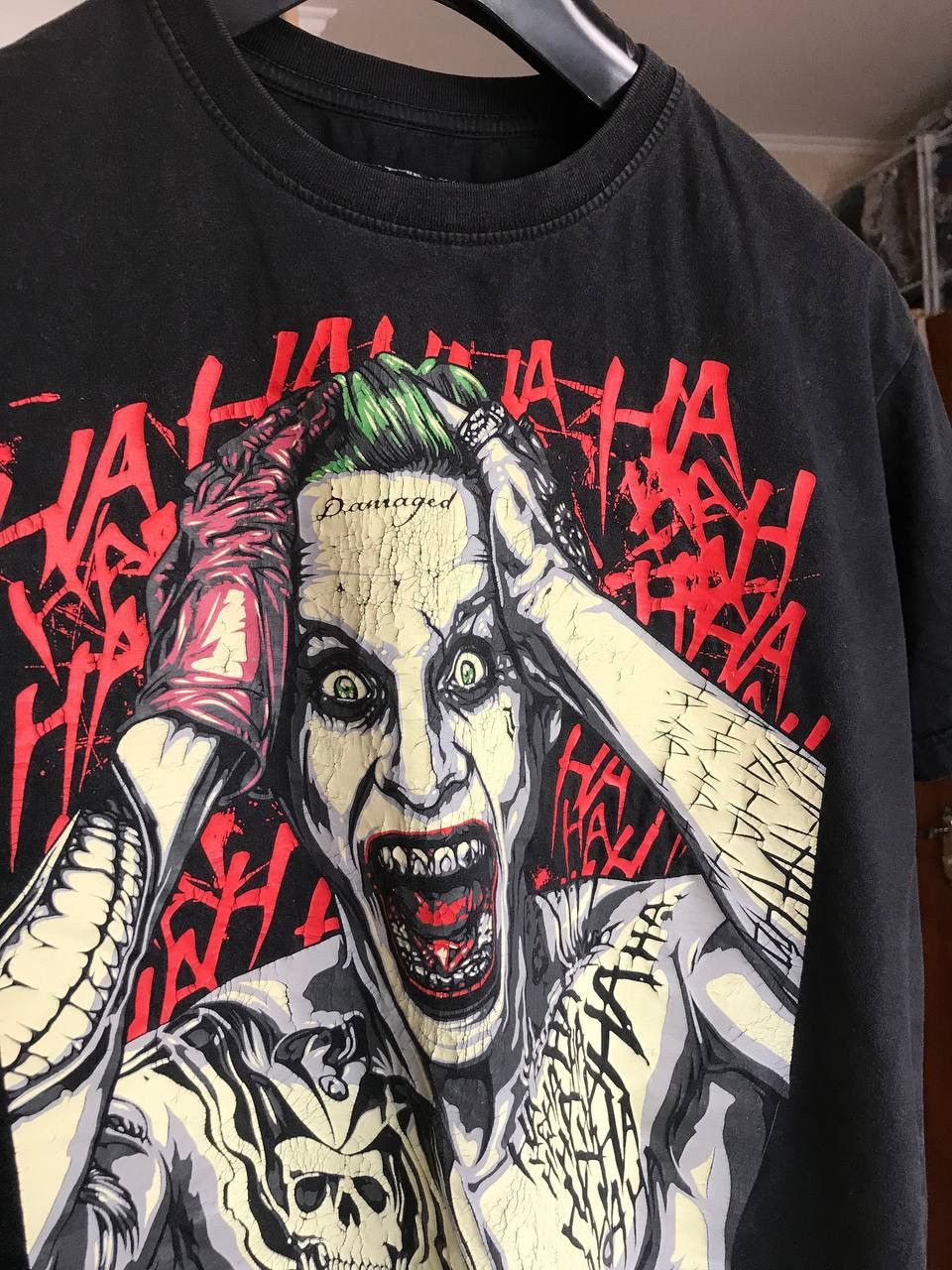 DC Comics 🔥 Joker Big Print Batman Movie T Shirt Vintage Ed Hardy Y2K Size US L / EU 52-54 / 3 - 7 Thumbnail