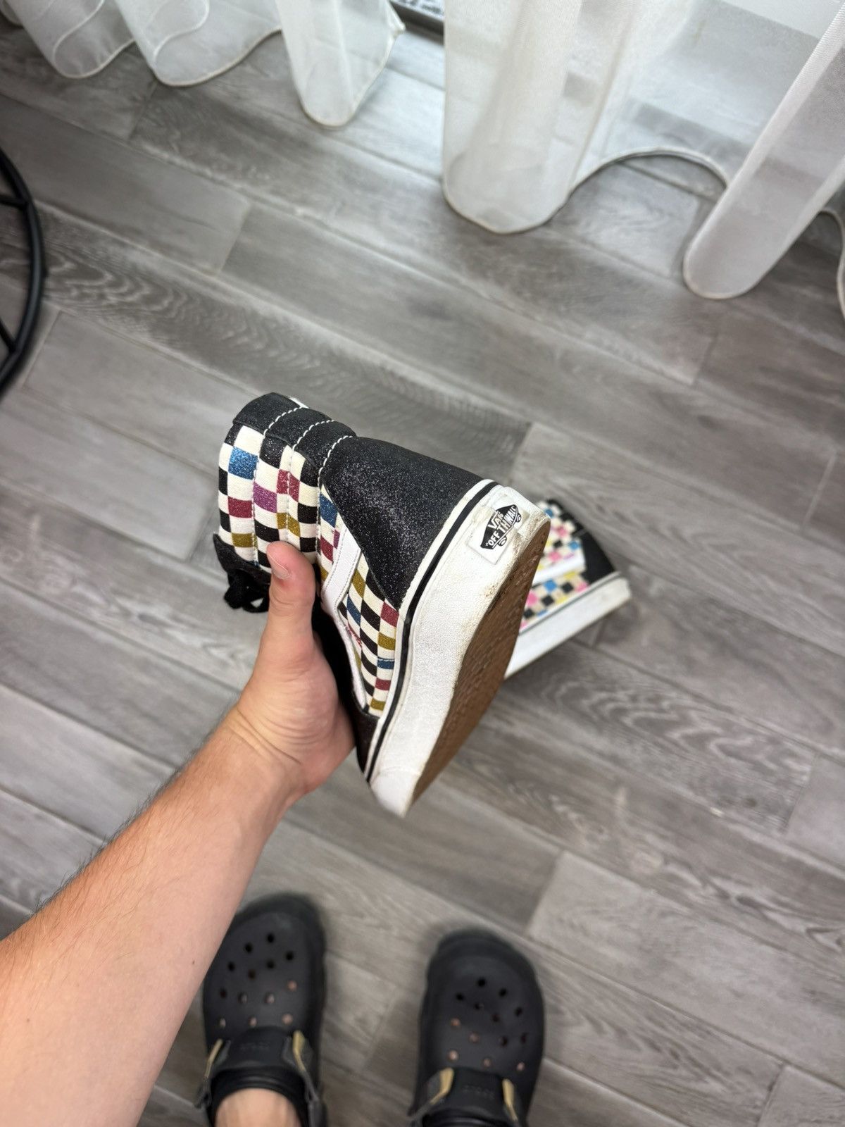 Vans NWOB Vans Sk8-Hi "Glitter Checkerboard" - VN0A4BV6V3P Size US 9 / EU 42 - 7 Thumbnail