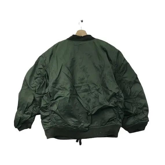 Vintage Vtg MA-1 BOMBER MILITARY Army Green Windbreaker Jacket Size L / US 10 / IT 46 - 2 Thumbnail