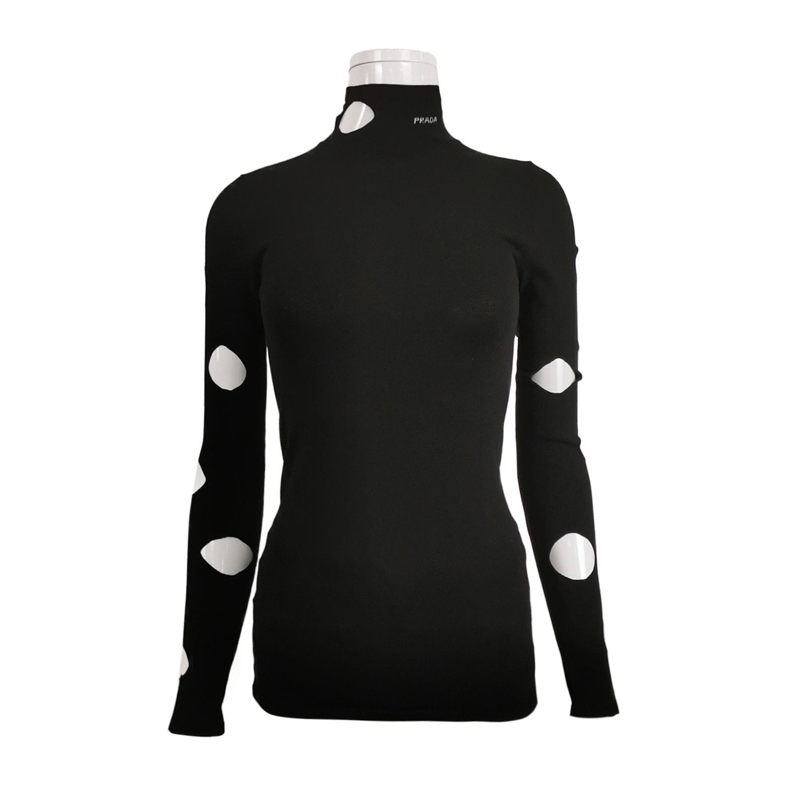 Prada Prada Black Turtleneck Sweater with Cut-Outs 0089 Size XS / US 0-2 / IT 36-38 - 1 Thumbnail