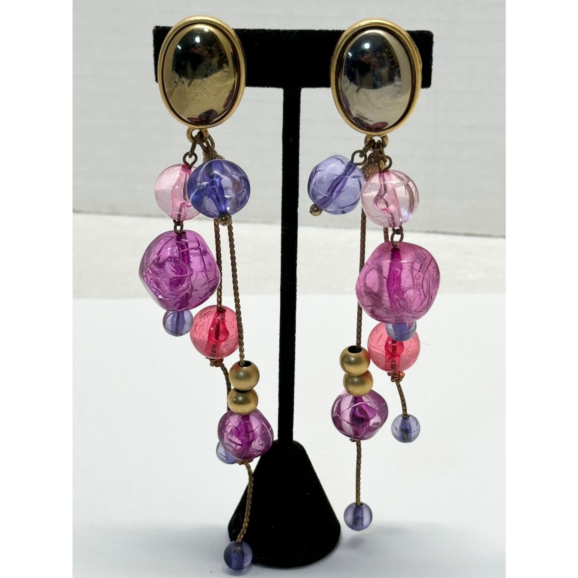 Vintage Vintage pink and purple beaded earrings Size ONE SIZE - 2 Thumbnail