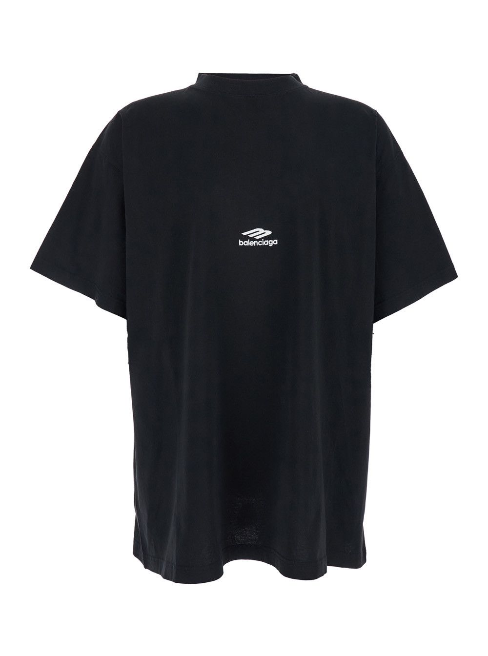 Balenciaga Black Tshirt with logo on front and maxi logo on back in cotton man Size US L / EU 52-54 / 3 - 1 Thumbnail