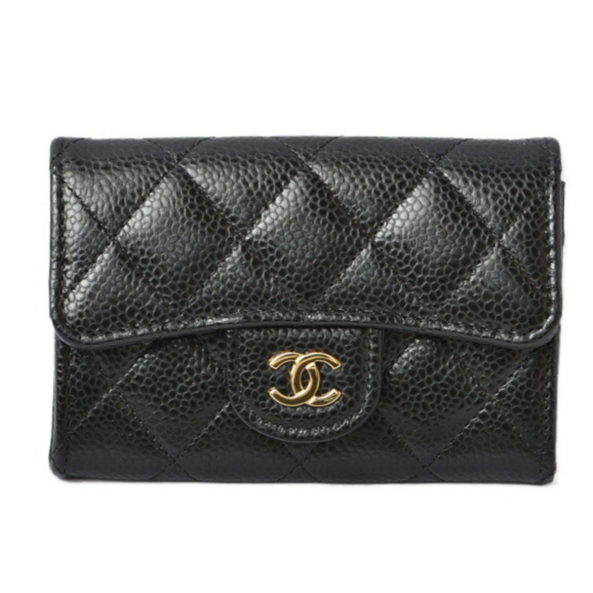 image of Chanel Coin Case/card Case Ap0214 Caviar Skin Black/bordeaux, Women's
