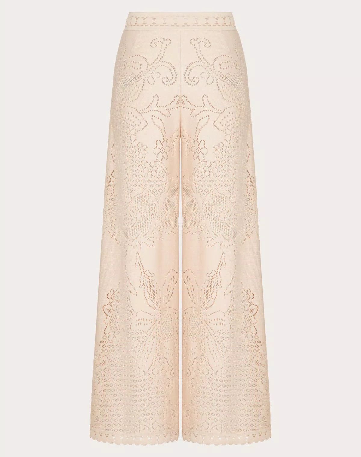 Valentino o1s1wg111125 Guipure Jardin Plat Trousers in Beige Size 32" / US 10 / IT 46 - 3 Thumbnail