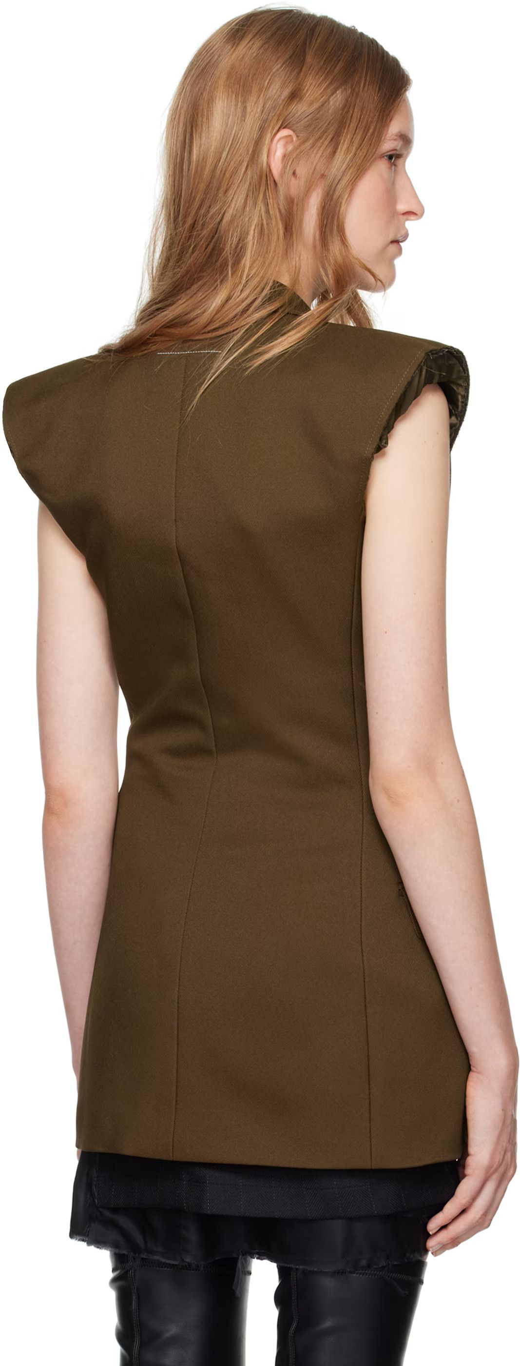Maison Margiela oc11z0925 Double-Breasted Twill Vest in Khaki Size XS / US 0-2 / IT 36-38 - 3 Thumbnail