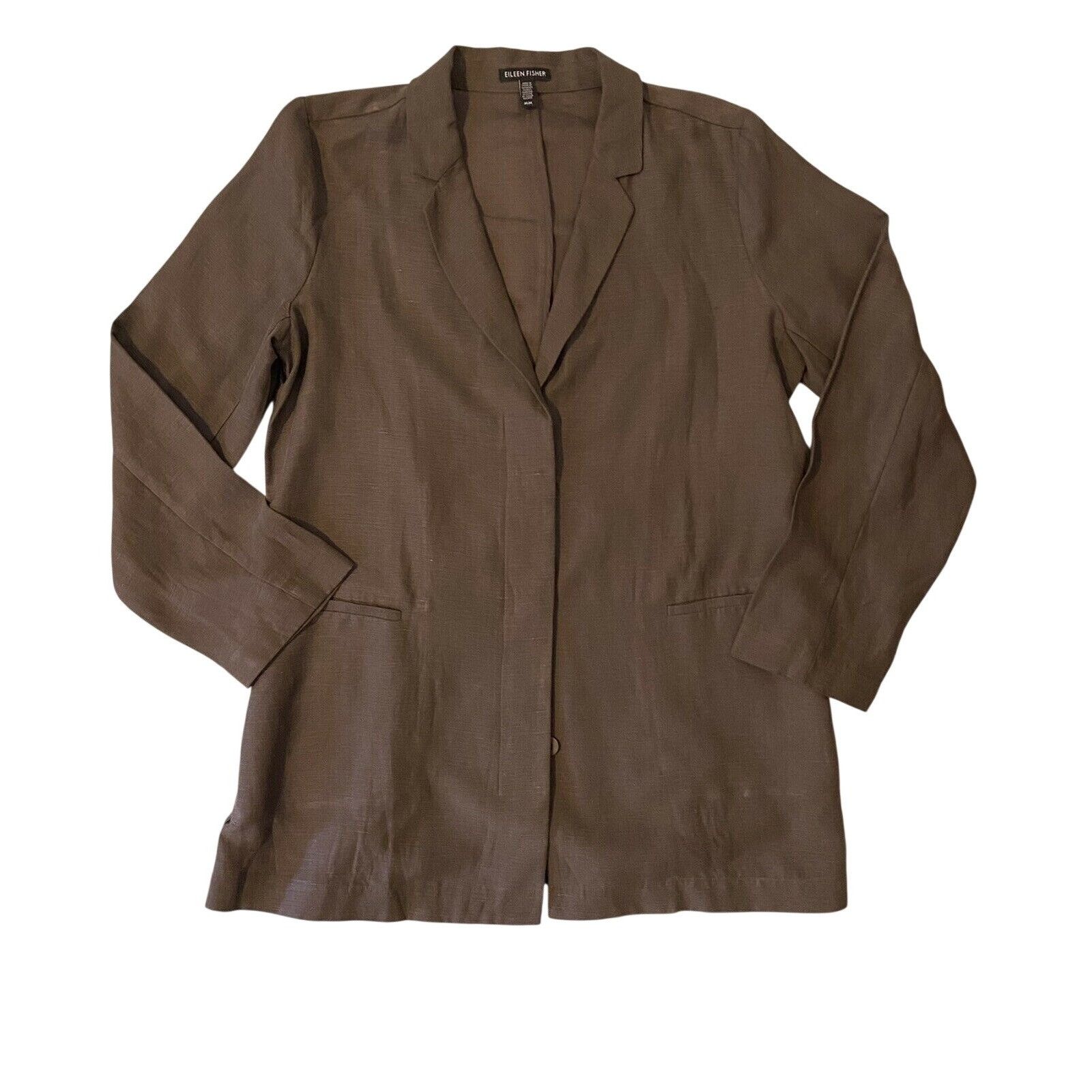 Eileen Fisher $378 Eileen Fisher M Drapey Linen Tencel Long Blazer Jacket Size M / US 6-8 / IT 42-44 - 1 Thumbnail