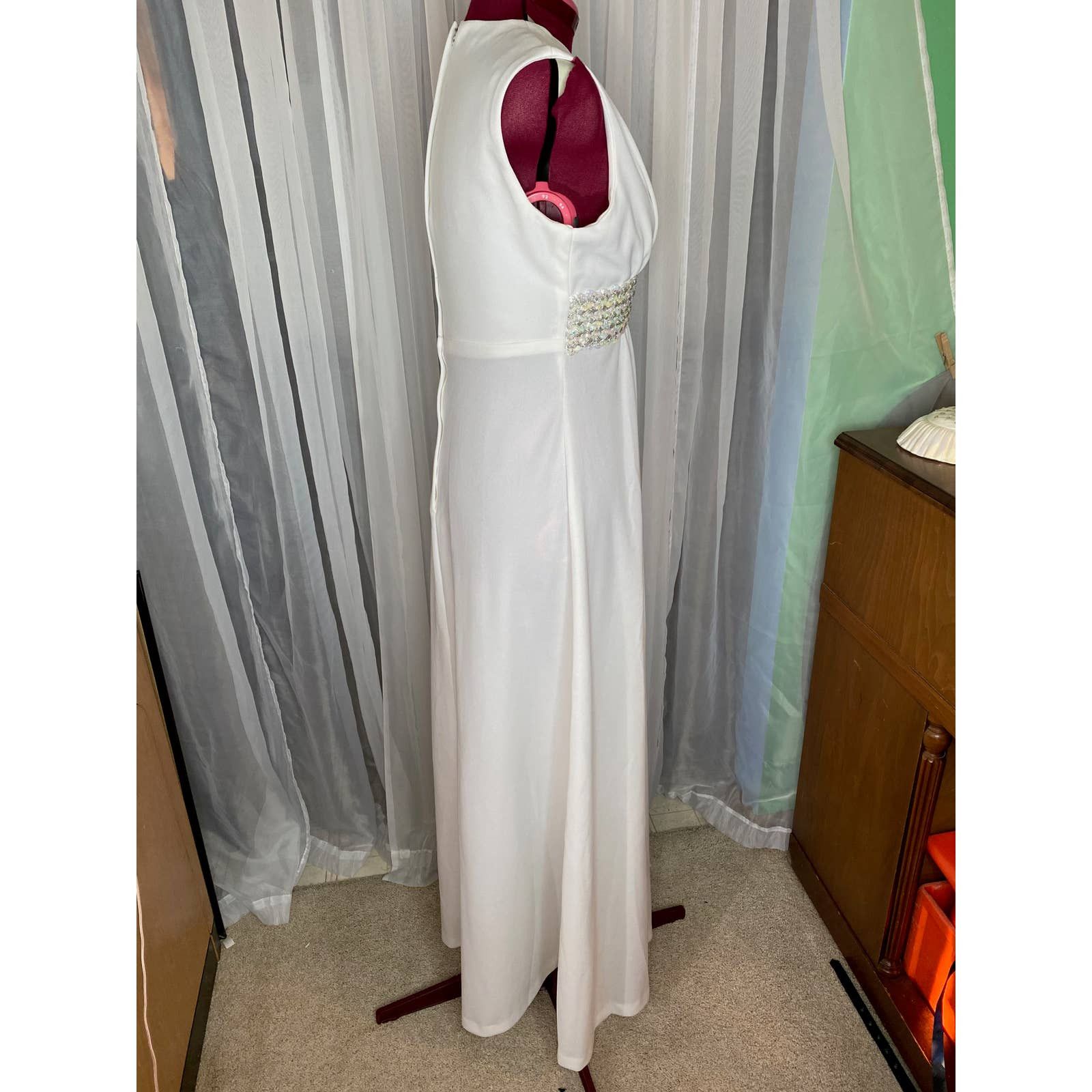 Vintage wedding dress jacket white silver V neck Vintage 1970’s sz s Size S / US 4 / IT 40 - 8 Thumbnail