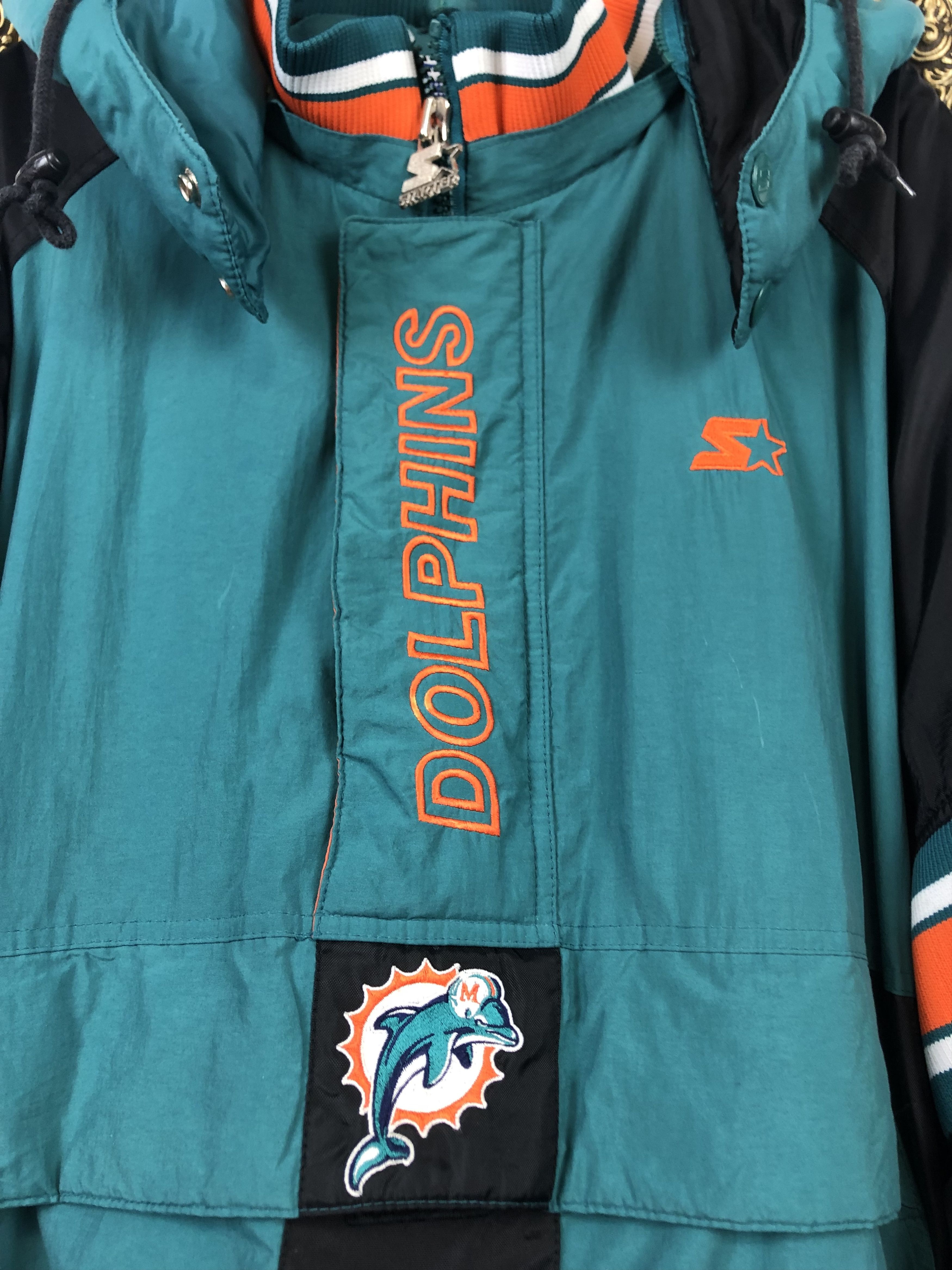 Starter × Vintage Vintage 90s Starter Miami Dolphins Hooded Jacket Bomber Rare Size US XXL / EU 58 / 5 - 8 Thumbnail