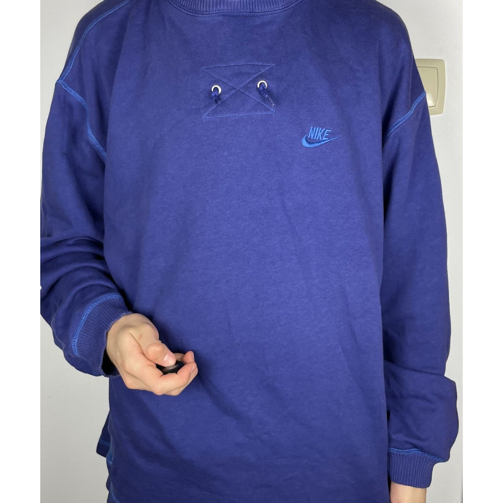 Nike × Vintage Nike Air Max Men Purple Cotton Swoosh Pullover Hoodie Medium Size US M / EU 48-50 / 2 - 2 Thumbnail