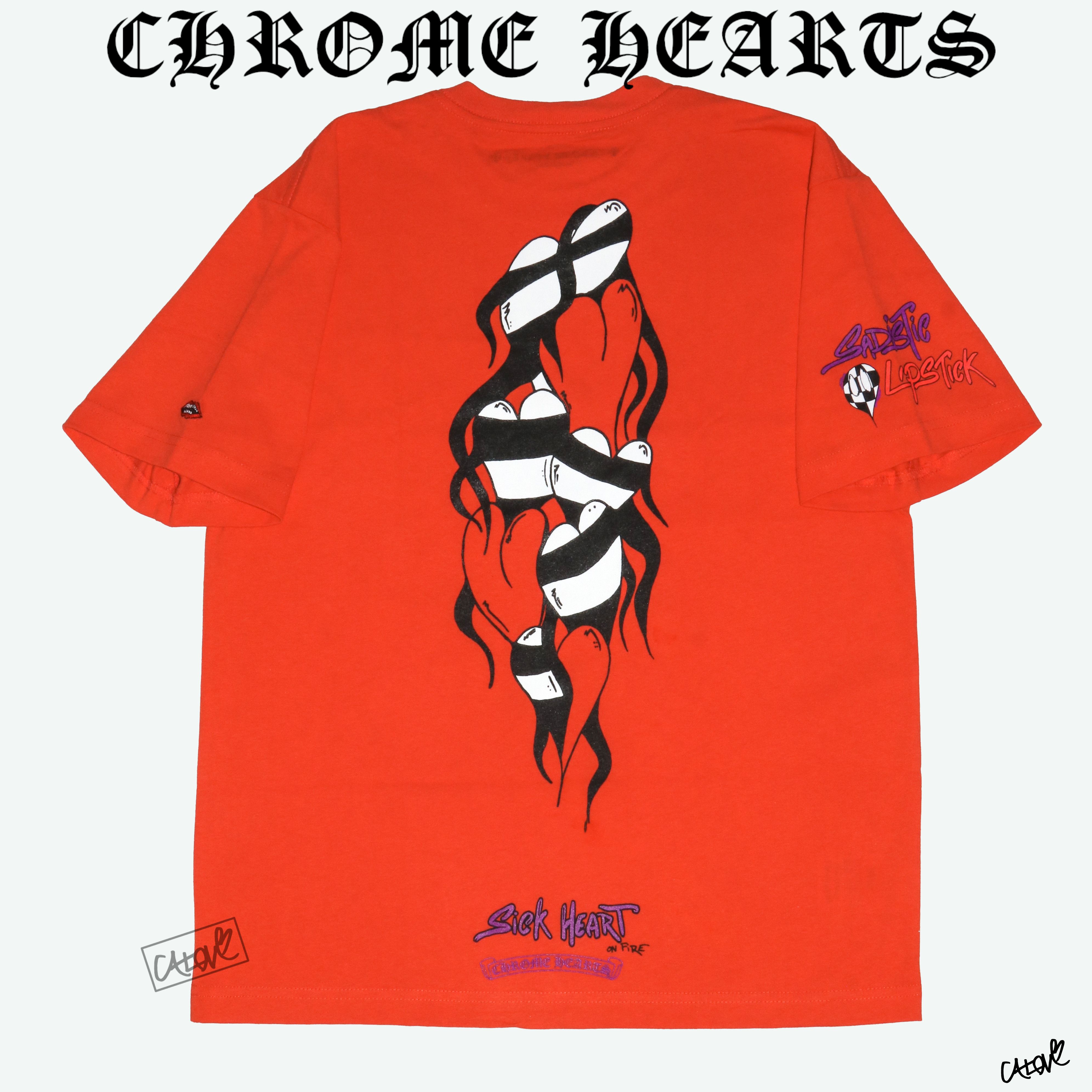 image of Chrome Hearts Ppo Matty Boy 'sadistic Lipstick' L/s Tee in Red/Orange, Men's (Size Medium)