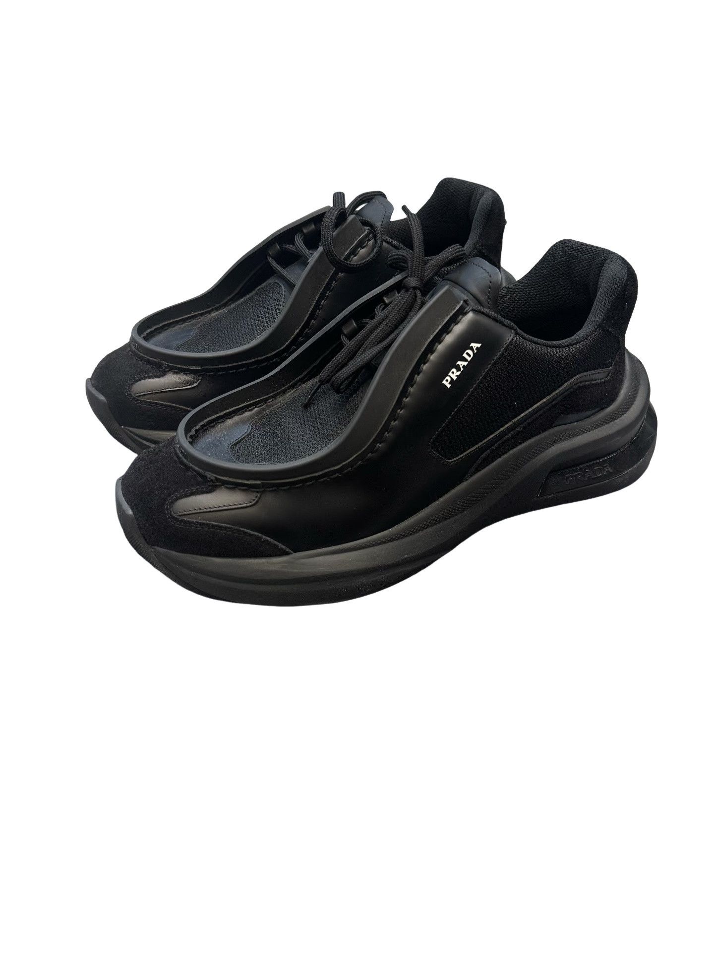 Prada Prada Logo Low-Top Sneakers Black Size 11 Size US 11 / EU 44 - 1 Thumbnail