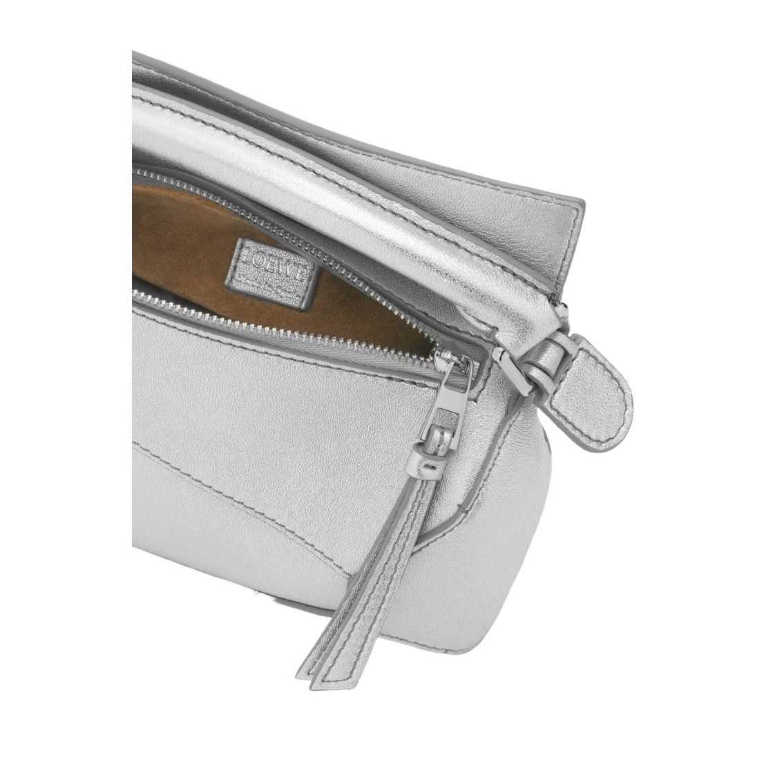 Loewe LOEWE Puzzle Mini $2750 Silver Laminated Leather Handbag New Size ONE SIZE - 4 Thumbnail