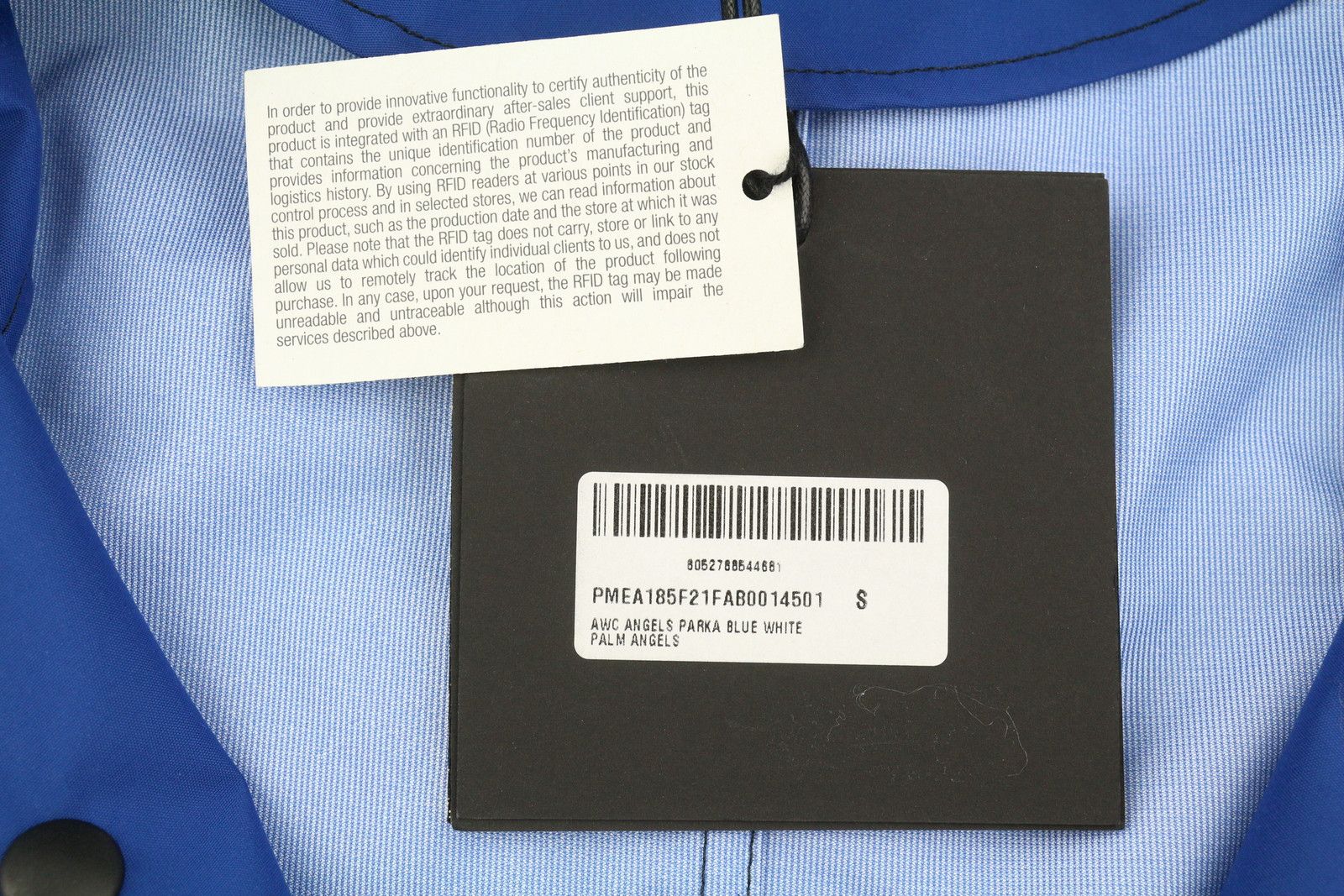 Palm Angels Blue Overcoat S Drawstring Hood Full Zip 86710 Size US S / EU 44-46 / 1 - 8 Thumbnail