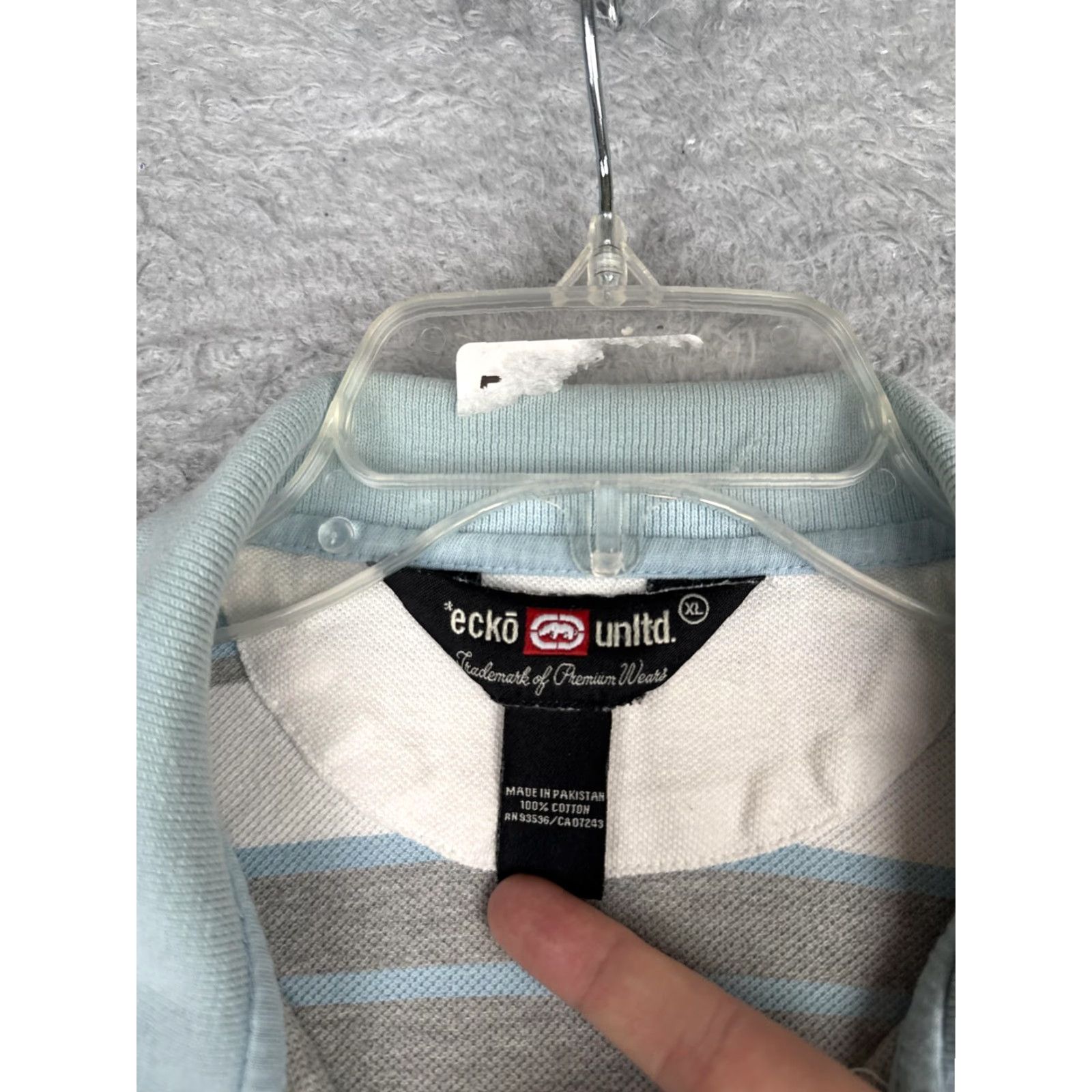 Ecko Unltd. Ecko Unltd Polo Shirt Mens XL Blue Gray Striped Short Sleeve Cotton Logo Casual Size US XL / EU 56 / 4 - 7 Thumbnail