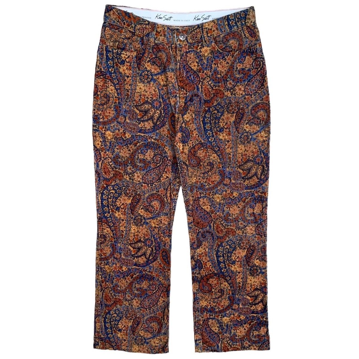 Image of Ken Scott Multicolor Paisley Corduroy Pants, Men's (Size 30)