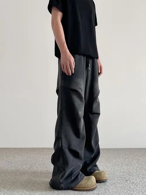 Other Black Pleated Stacked Pants, Flared Baggy Pants Size US 29 - 4 Thumbnail