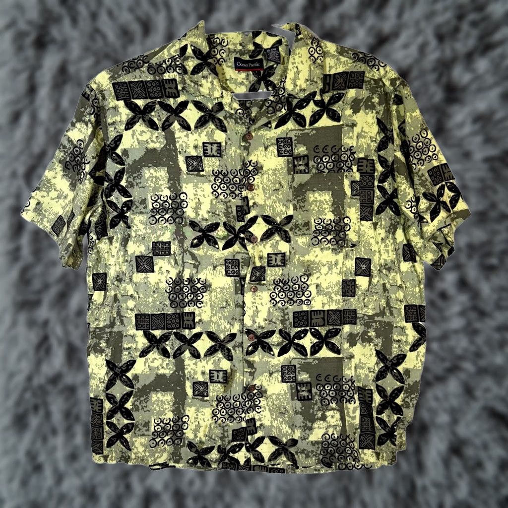 Ocean Pacific Ocean Pacific Hawaiian Shirt XL Men’s Green Viscose Short Sleeve Button-Up Size US XL / EU 56 / 4 - 1 Thumbnail