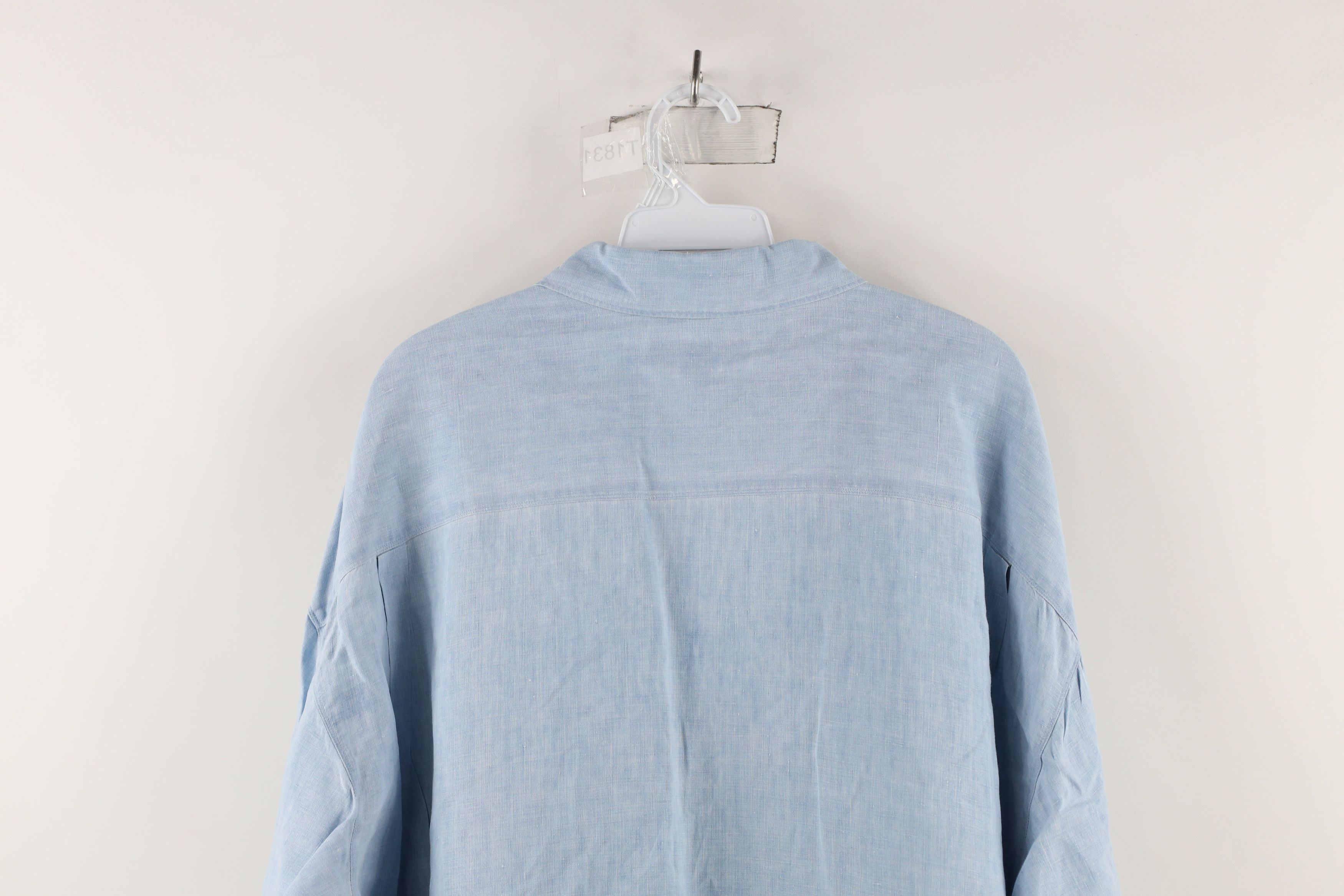 Banana Republic × Vintage Vintage 90s Banana Republic Fit Linen Button Shirt Blue Size ONE SIZE - 13 Thumbnail