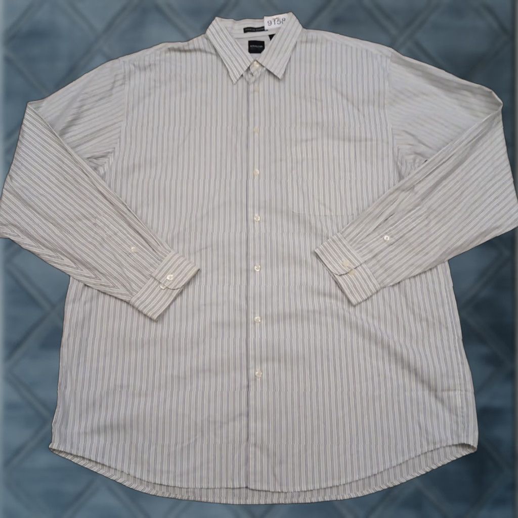 Arrow Arrow Shirt Mens XLT Gray Green Striped Long Sleeve Button Up Cotton Size US XL / EU 56 / 4 - 1 Thumbnail