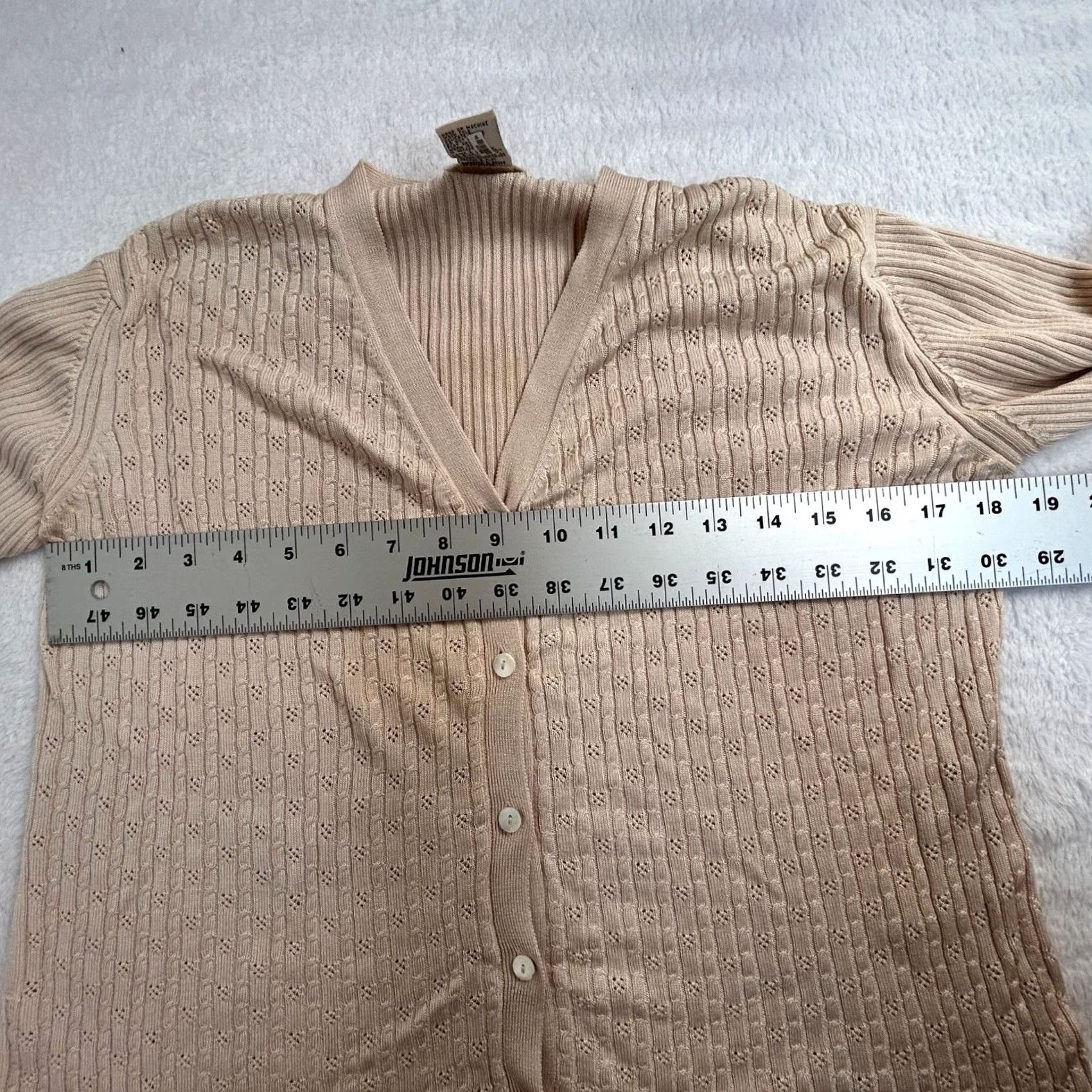 Neiman Marcus Neiman Marcus Womens Beige Cardigan Sweater Large Silk Ribbed Knit Button Front Size L / US 10 / IT 46 - 7 Thumbnail